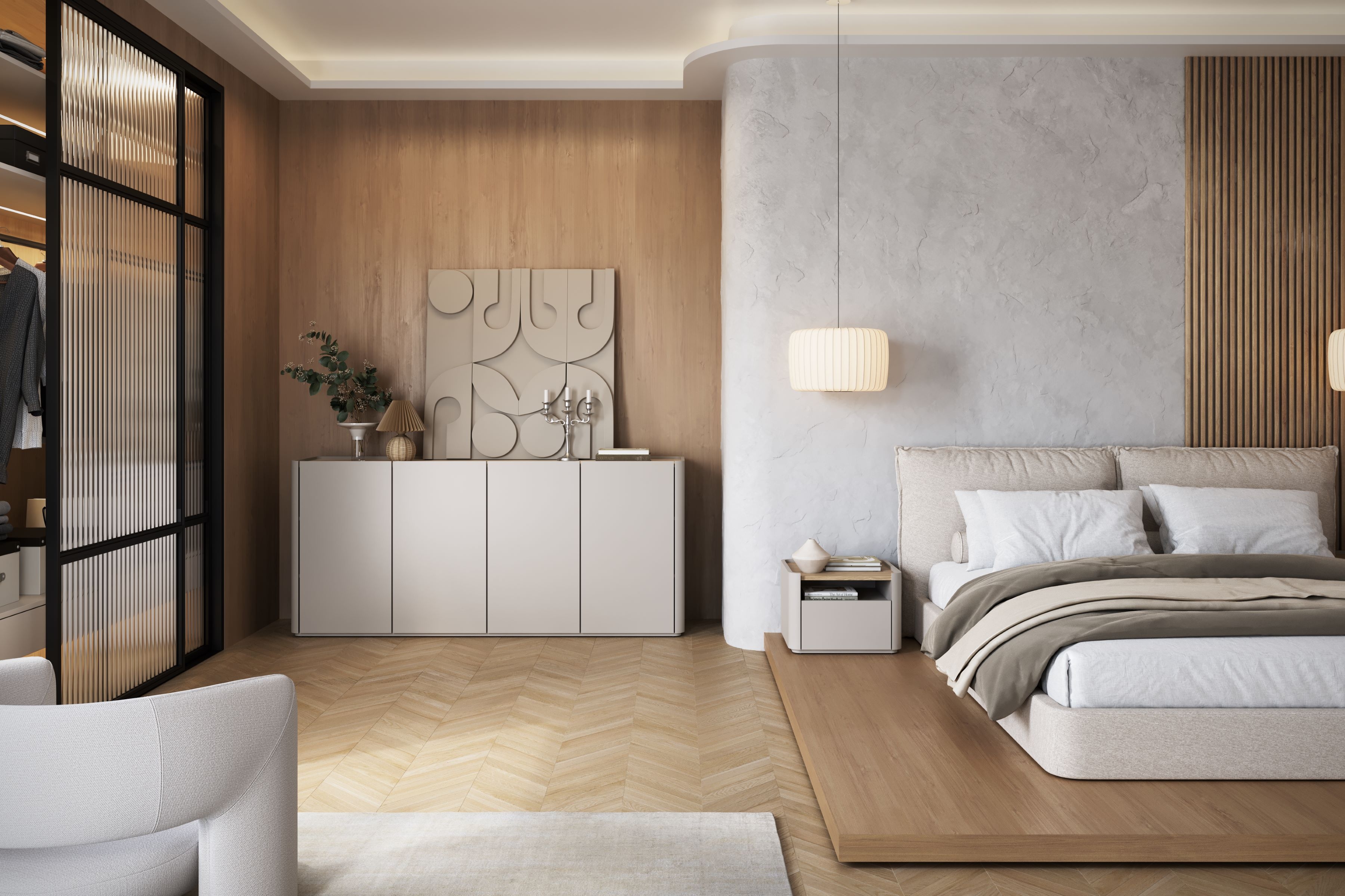 Komoda Elivo 200 cm - kašmírová / dub olejovaný Komoda Elivo 200 cm - kašmír / Dub olejowany