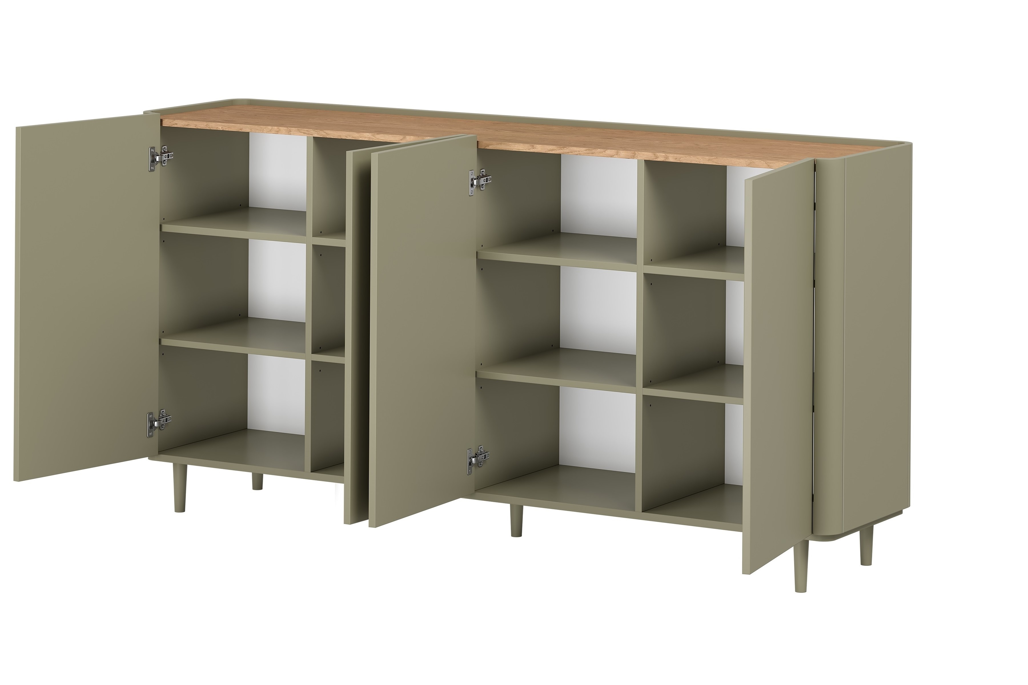 Komoda Elivo 200 cm na nožkách - eukalyptus / dub baltic dune Komoda Elivo 200 cm na nožkách - eukaliptus / dub baltic dune