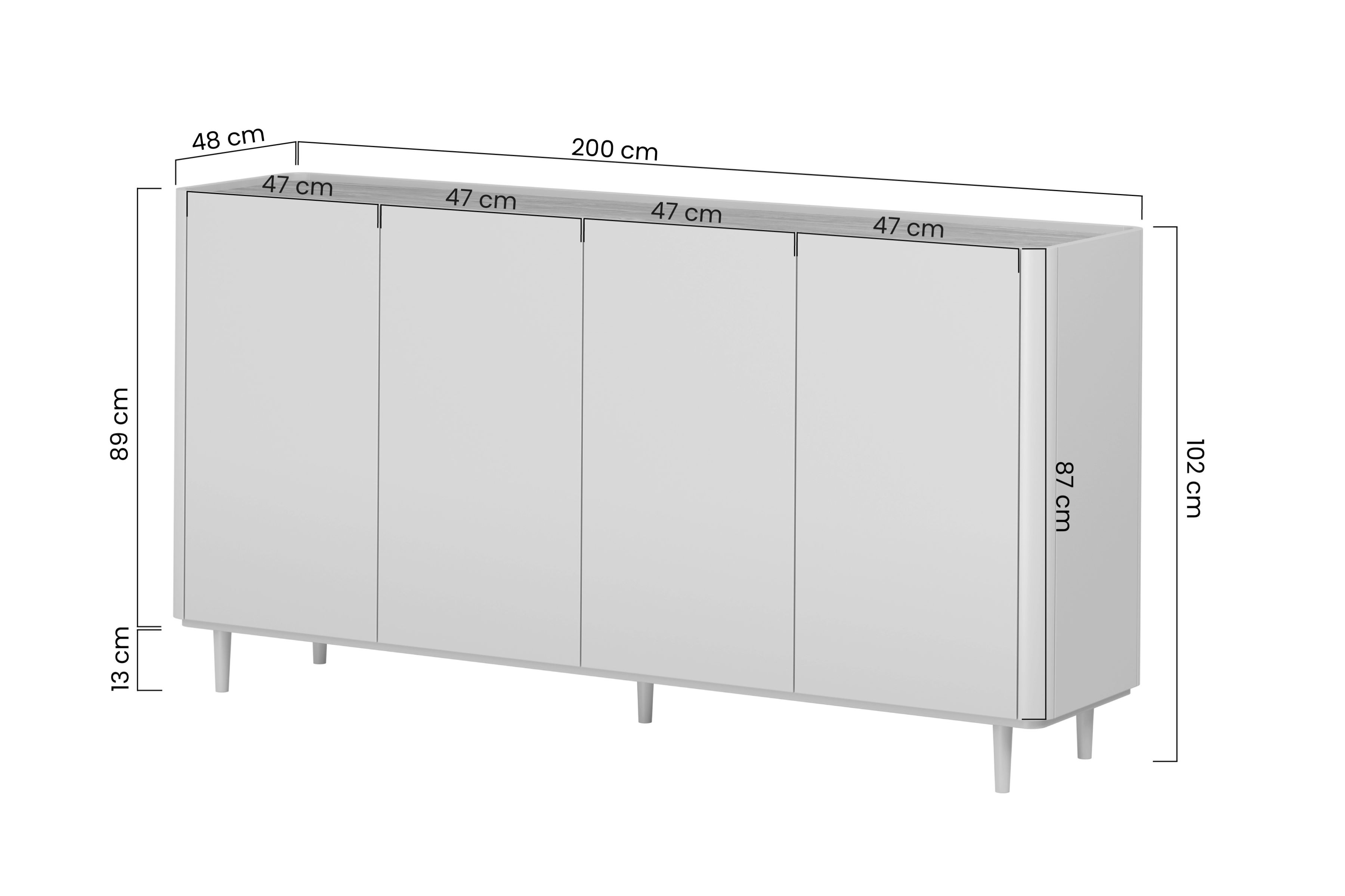 Komoda Elivo 200 cm na nožičkách - kašmírová / dub olejovaný Komoda Elivo 200 cm na nôžkach - kašmír / Dub olejowany