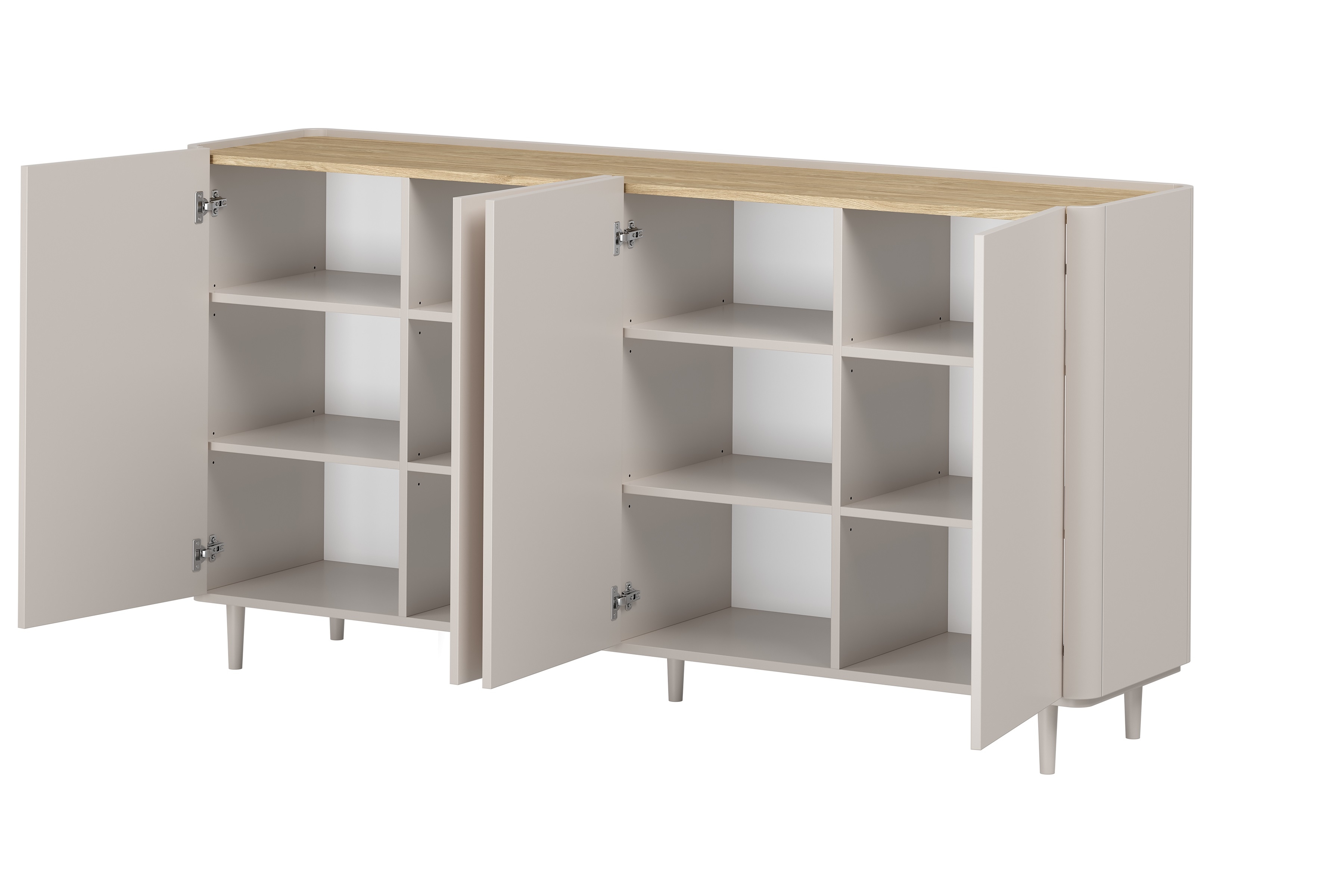 Komoda Elivo 200 cm na nožičkách - kašmírová / dub olejovaný Komoda Elivo 200 cm na nôžkach - kašmír / Dub olejowany