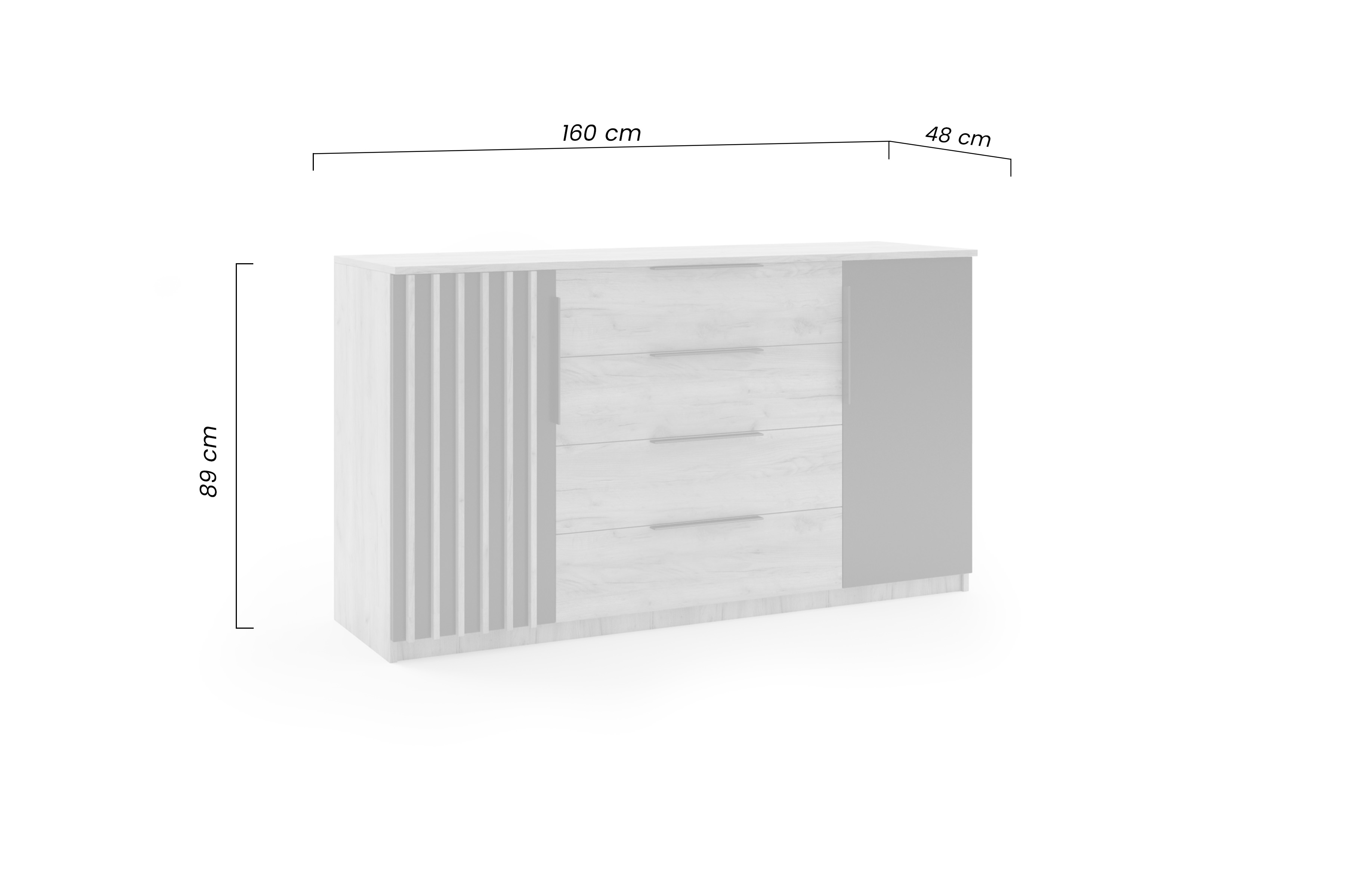 Komoda s lamelami Sorento 160 Komoda Farenta z lamelami 160 cm - craft zlaté/Čierny