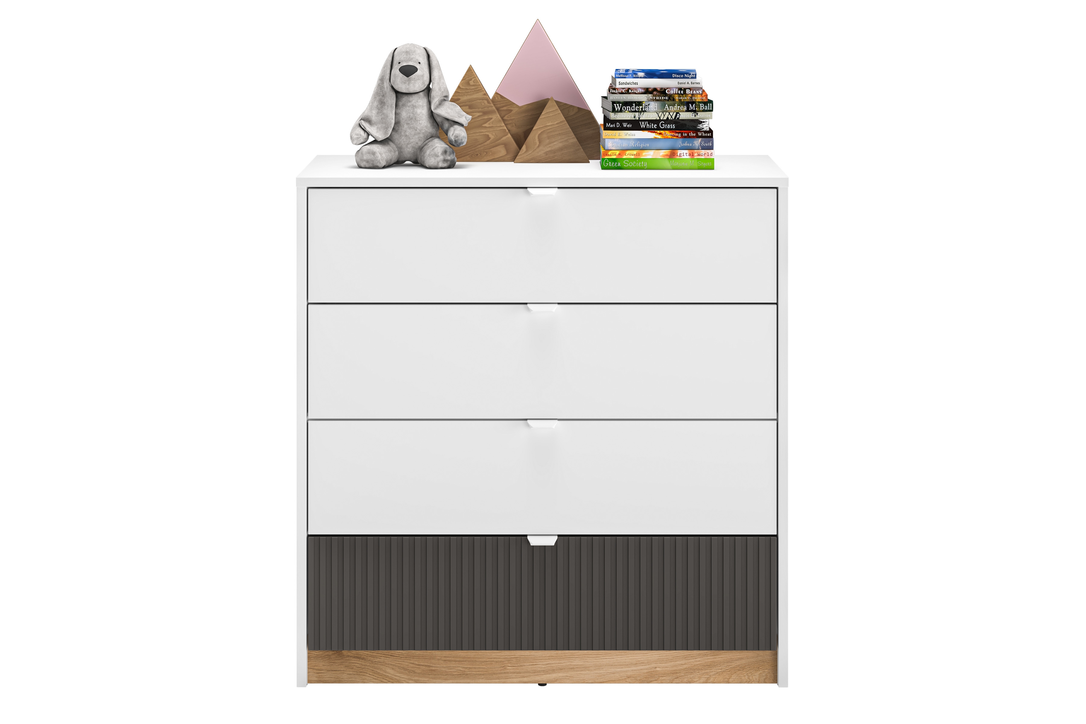 Komoda Gaoli se zásuvkami 82 cm - bílá / dub castello / grafit Komoda Gaoli 07 s zásuvkami 82 cm - Bílý / Dub castello / grafit