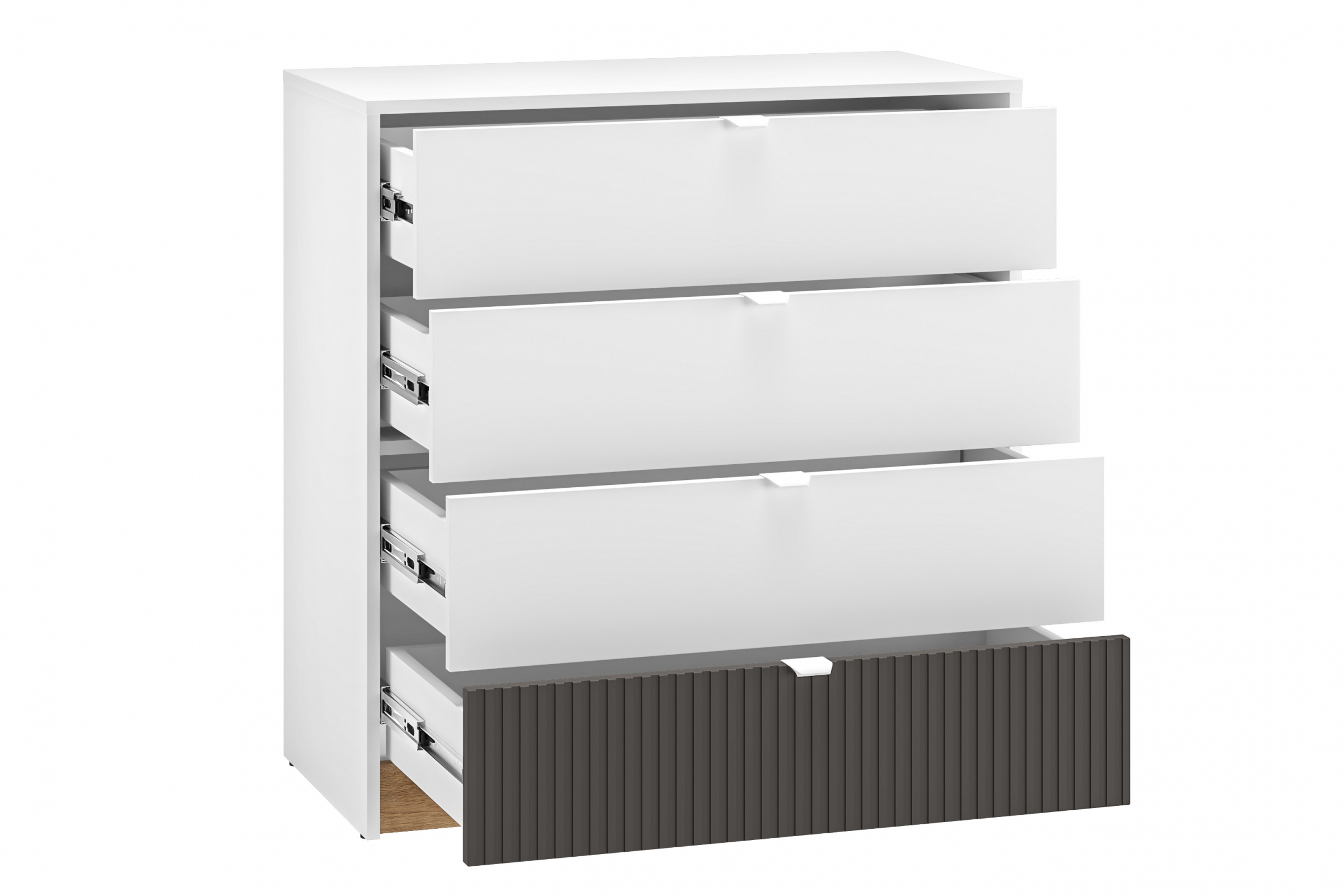 Komoda Gaoli se zásuvkami 82 cm - bílá / dub castello / grafit Komoda Gaoli 07 s zásuvkami 82 cm - Bílý / Dub castello / grafit