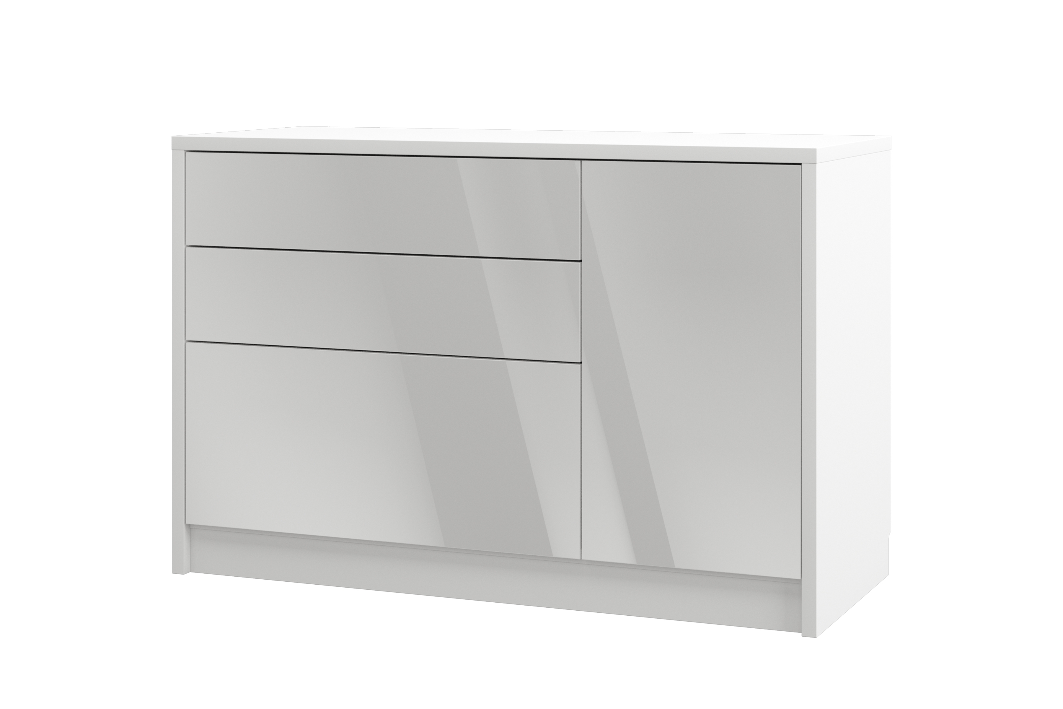 Komoda so zásuvkami Genius 1D3S - 120 cm - biely lesk Komoda Genius 1D3S so zásuvkami 120 cm - biely lesk