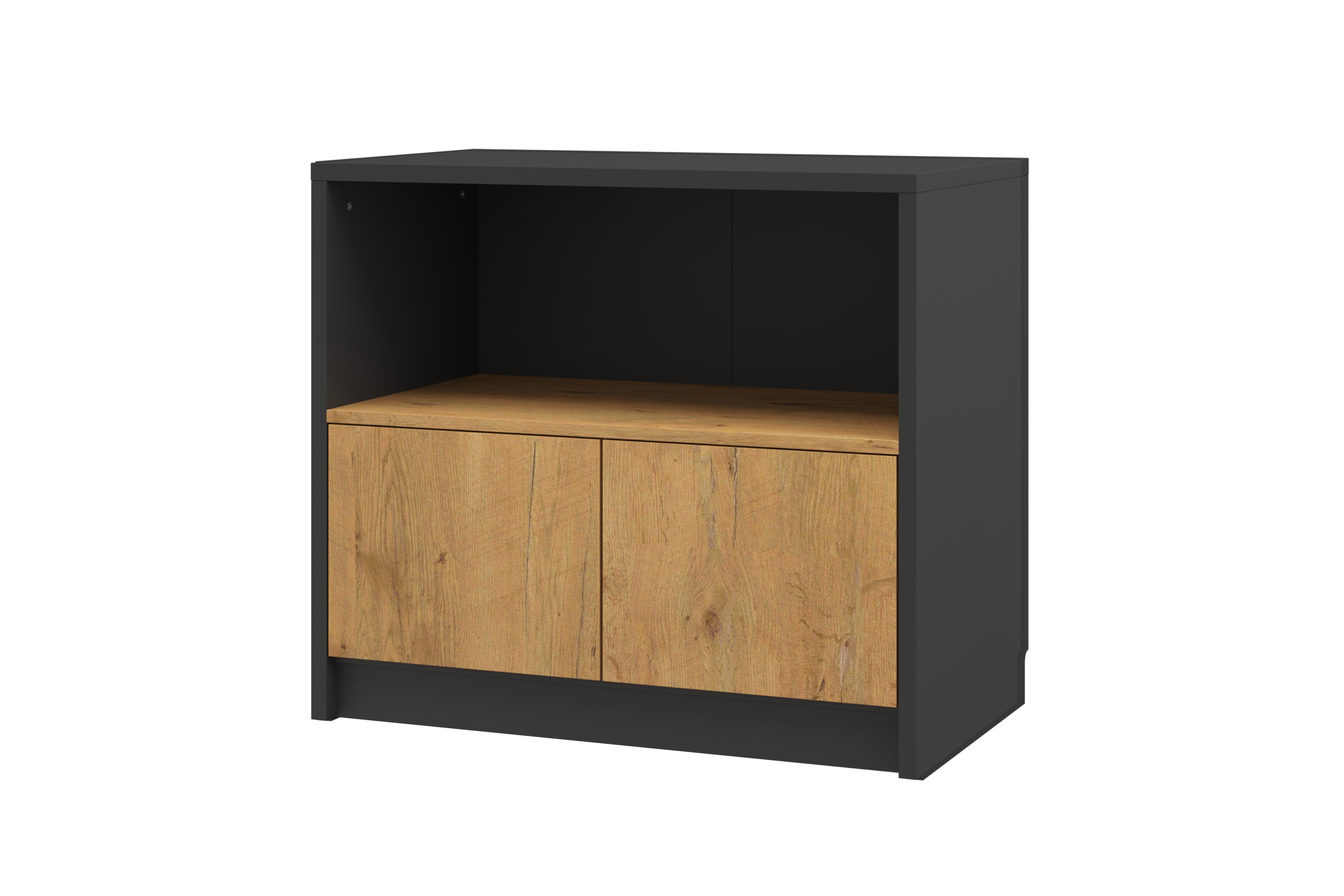 Komoda Genius 2D - 90 cm - Čierny / Dub lancelot Komoda Genius 2D - 90 cm - Čierny / Dub lancelot