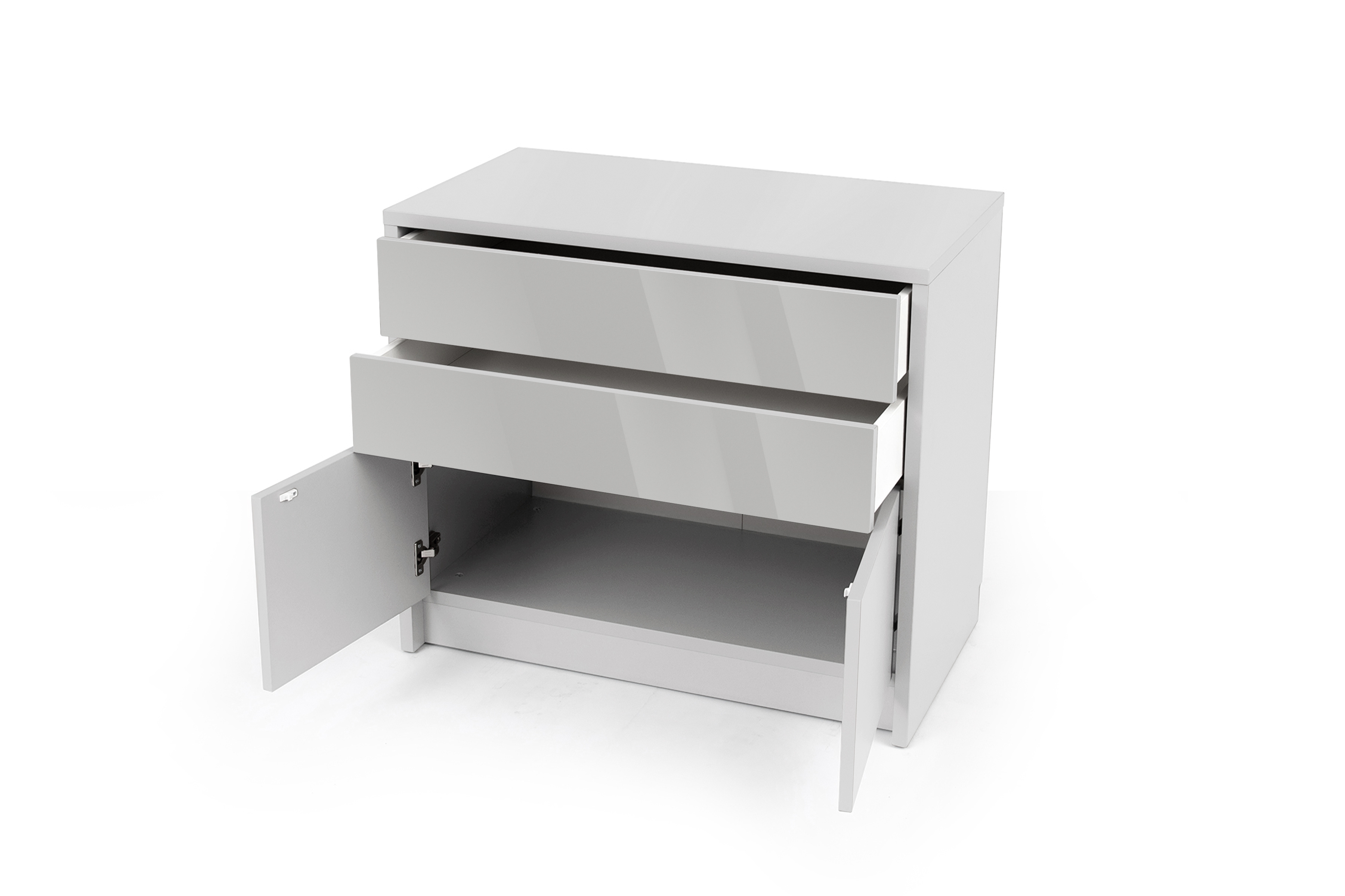 Komoda so zásuvkami Genius 2D2S - 90 cm -  biely lesk Komoda Genius 2D2S so zásuvkami 90 cm - biely lesk