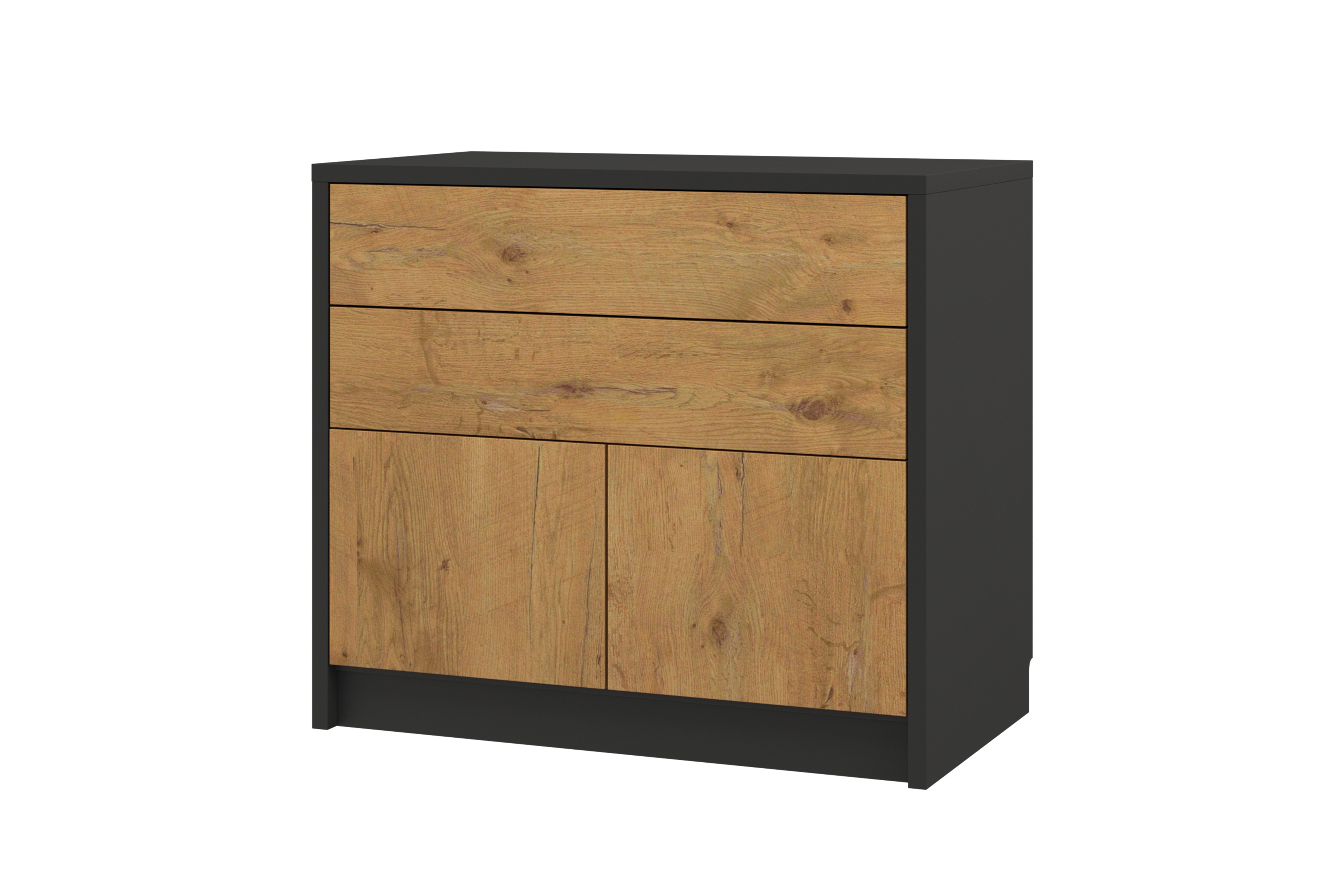 Komoda Genius 2D2S se zásuvkami 90 cm - černá / dub lancelot Komoda Genius 2D2S s zásuvkami 90 cm - černá / dub lancelot