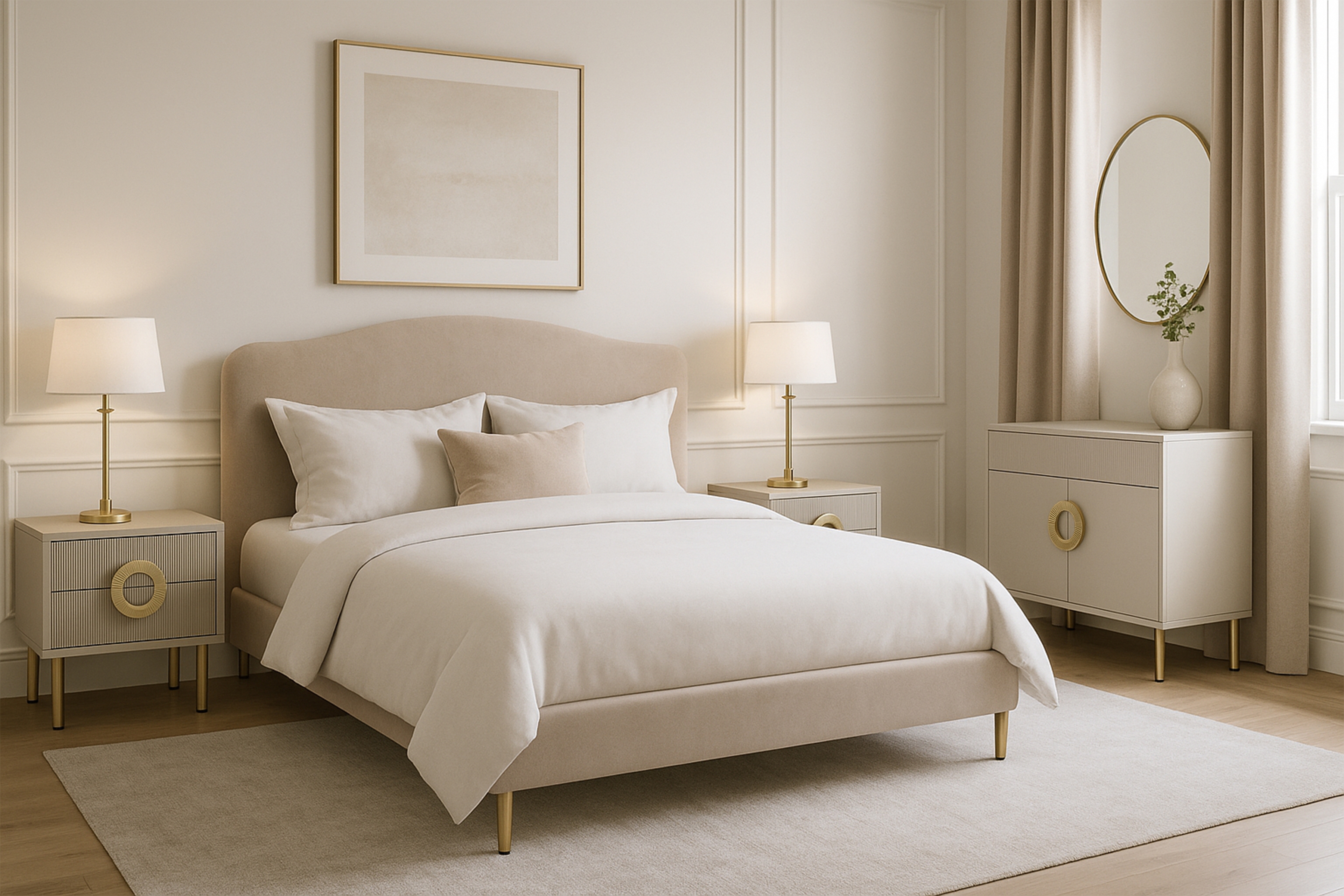 Komoda Nubo 100 cm so zásuvkou - kašmírová / zlatá Komoda Gotimo 100 cm z szuflada - kašmír / zlote nožičky