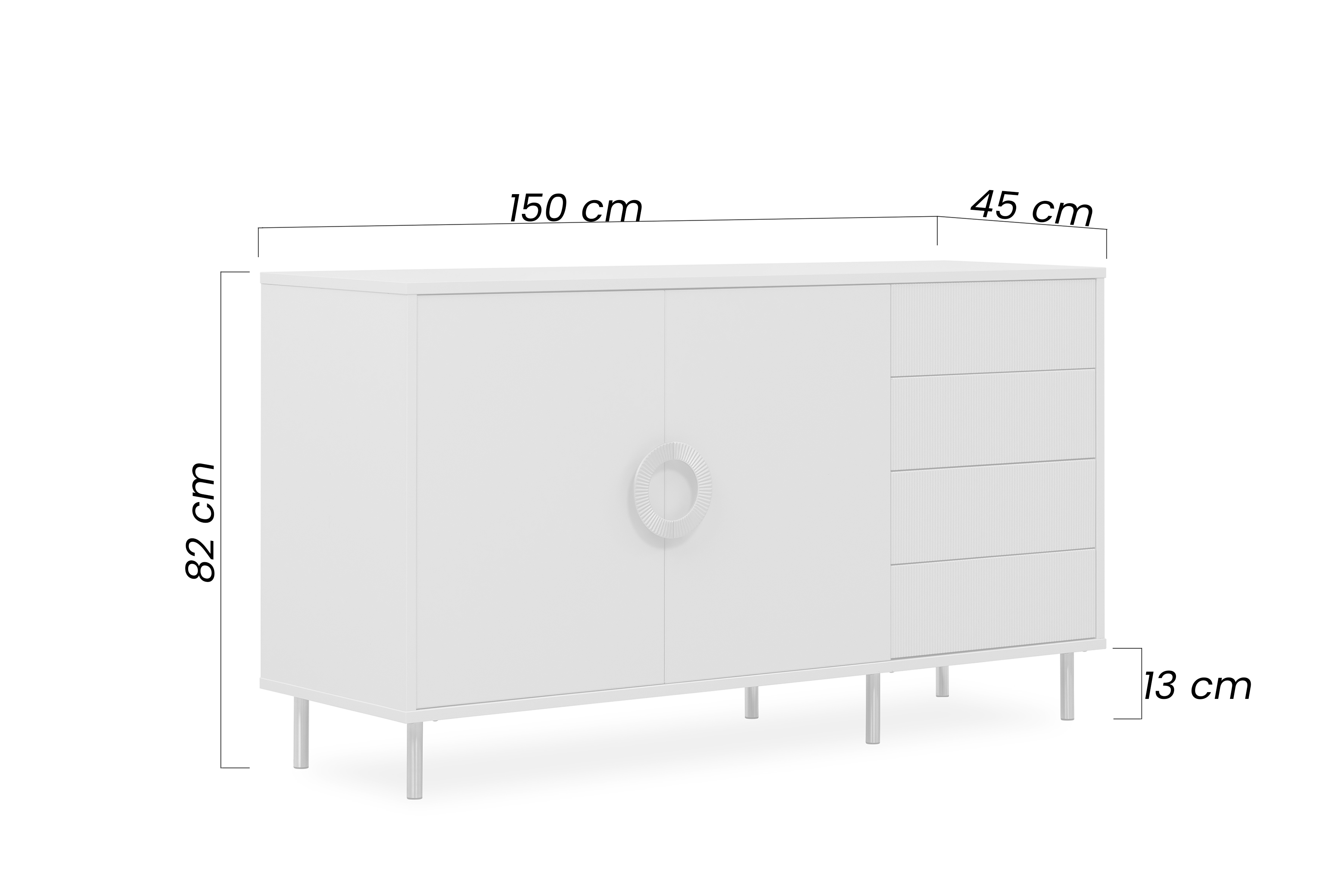 Komoda Nubo 150 cm - kašmírová / zlaté nožky Komoda Gotimo 150 cm se zásuvkami  - kašmír / zlote Nohy