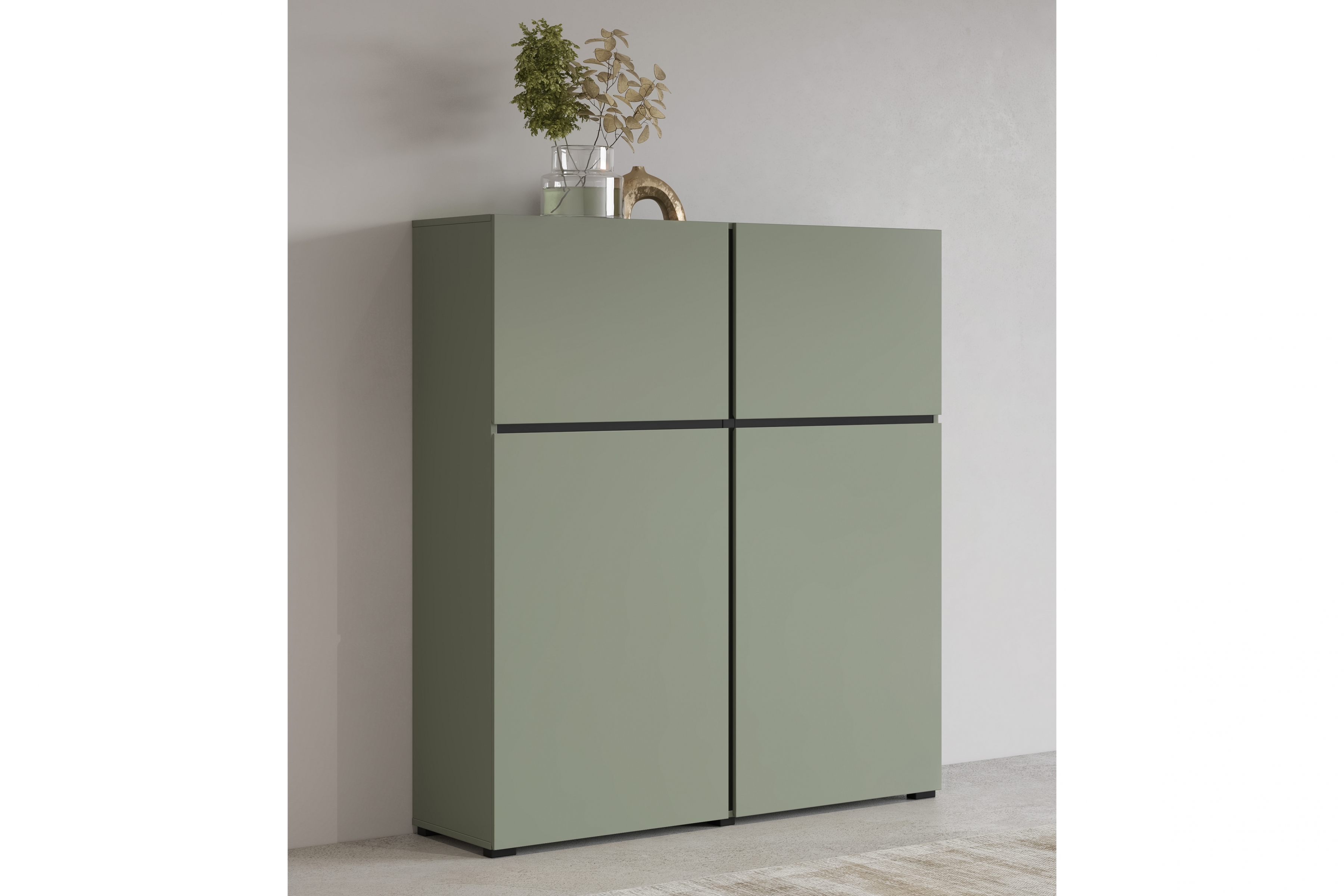 Komoda Cross 119 cm - zelená / černá Komoda Gramon 119 cm - zelená / černá