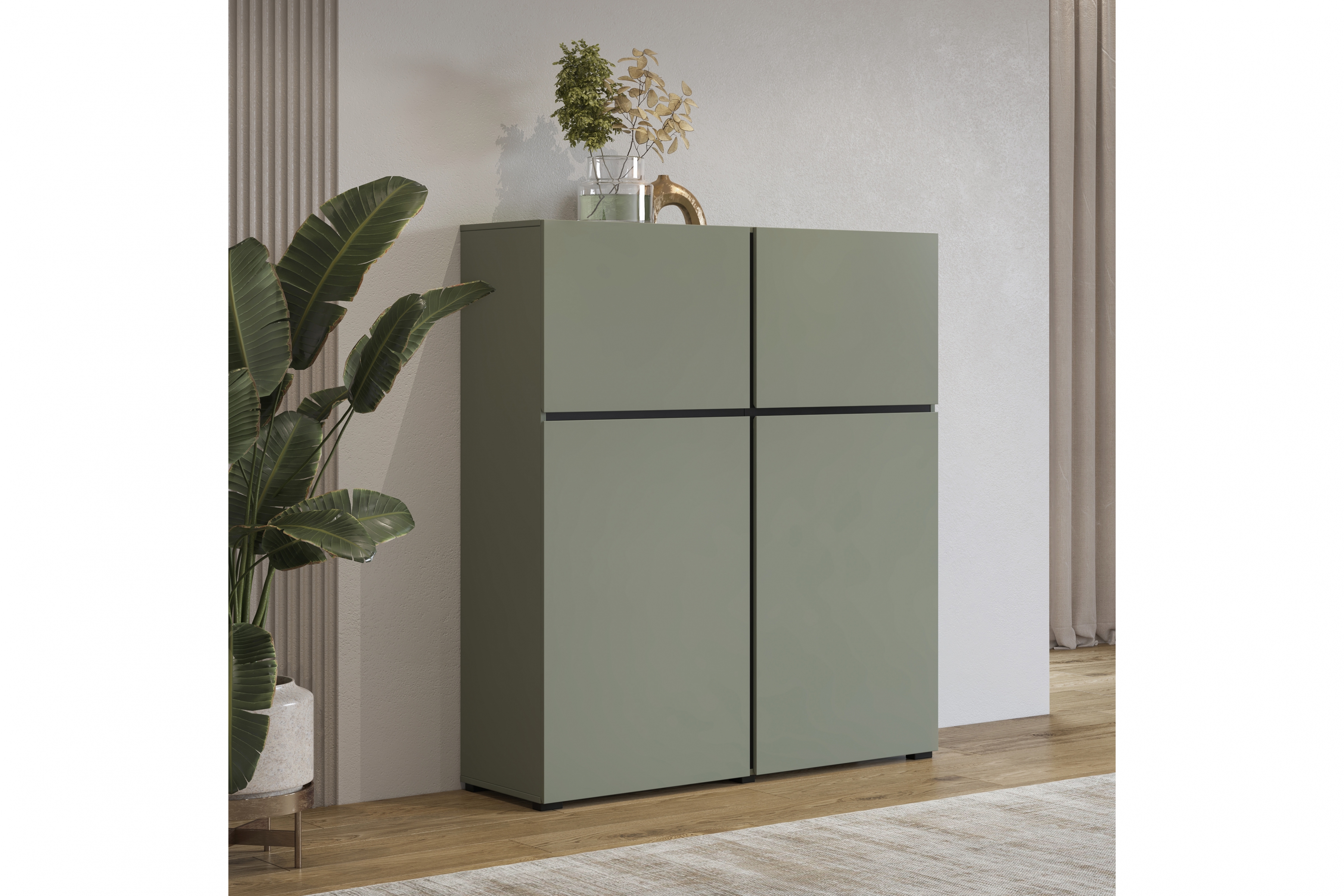 Komoda Cross 119 cm - zelená / černá Komoda Gramon 119 cm - zelená / černá