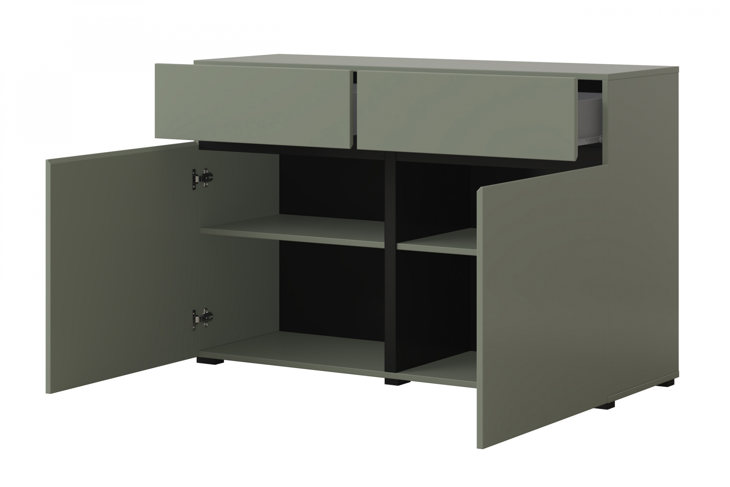 Komoda Cross 119 cm se zásuvkami - zelená / černá Komoda Gramon 119 cm se zásuvkami - zelená / černá