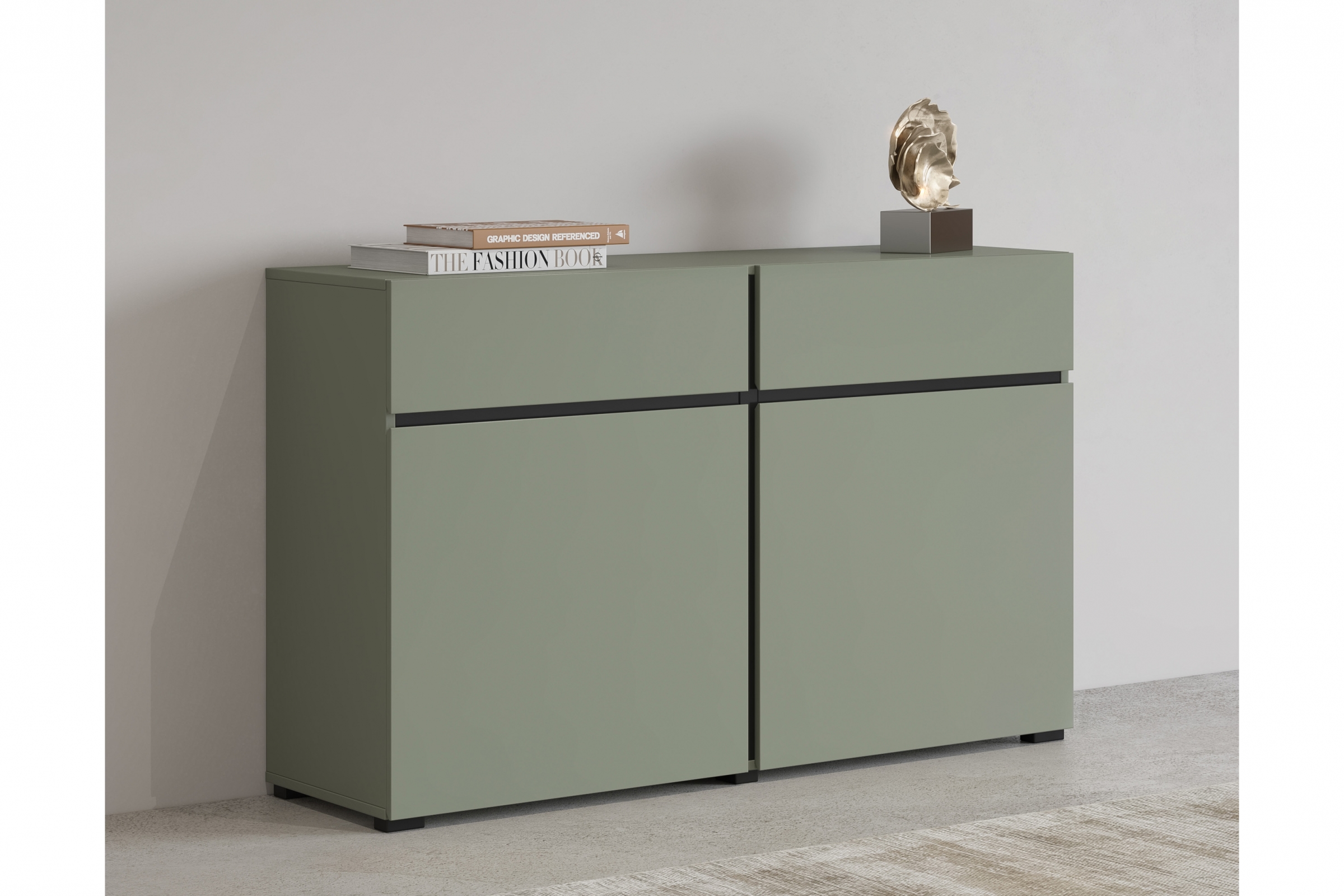 Komoda Cross 119 cm se zásuvkami - zelená / černá Komoda Gramon 119 cm se zásuvkami - zelená / černá