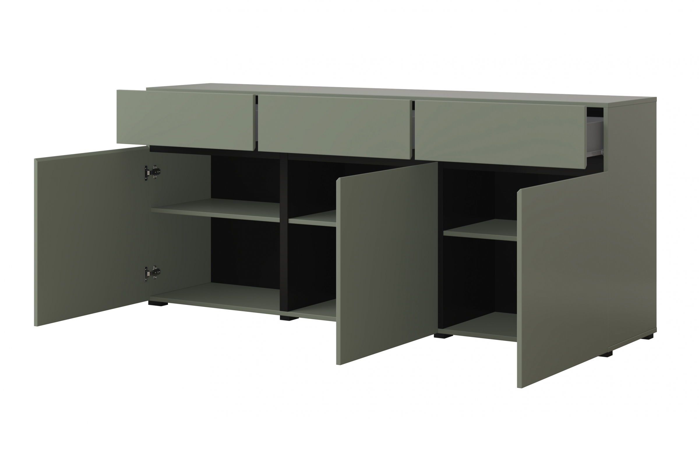 Komoda Cross 180 cm s 3 zásuvkami – zelená / čierna Komoda Gramon 180 cm so zásuvkami - Zelený / Čierny