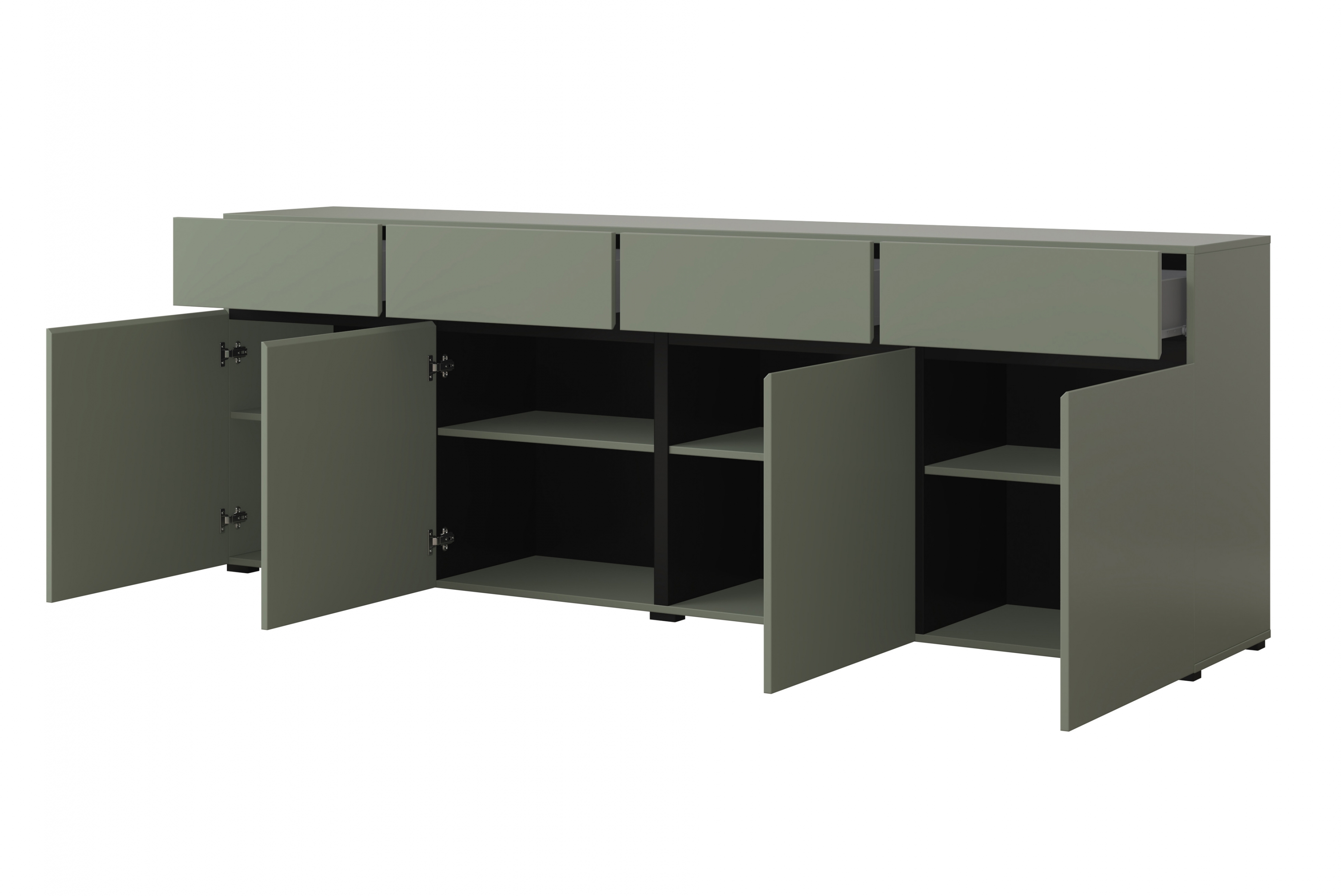 Komoda Cross 225 cm se zásuvkami - zelená / černá Komoda Gramon 225 cm se zásuvkami - zelená / černá