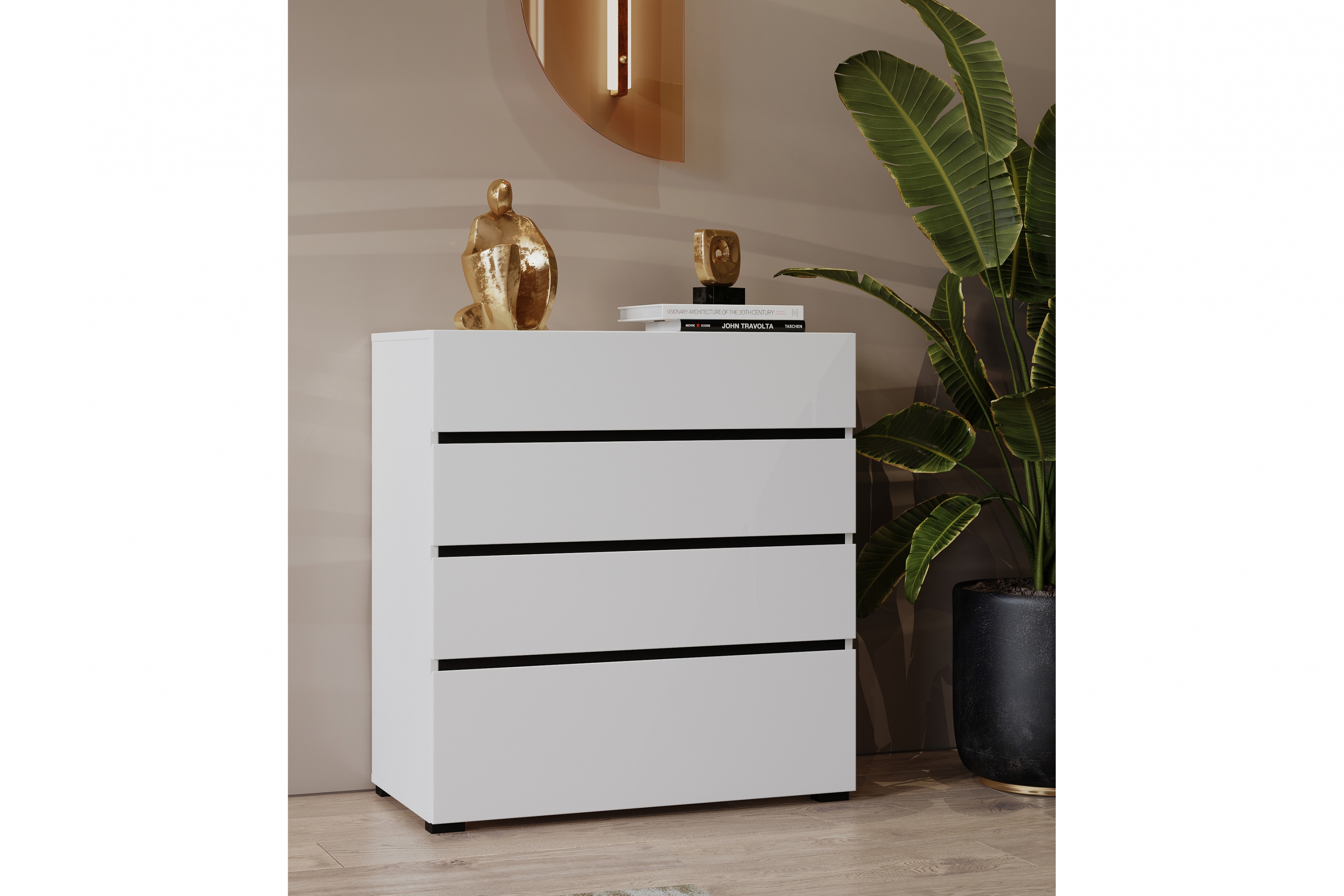 Komoda Cross 80 cm so zásuvkami - biela / čierna Komoda Gramon 80 cm so zásuvkami - biela / čierny