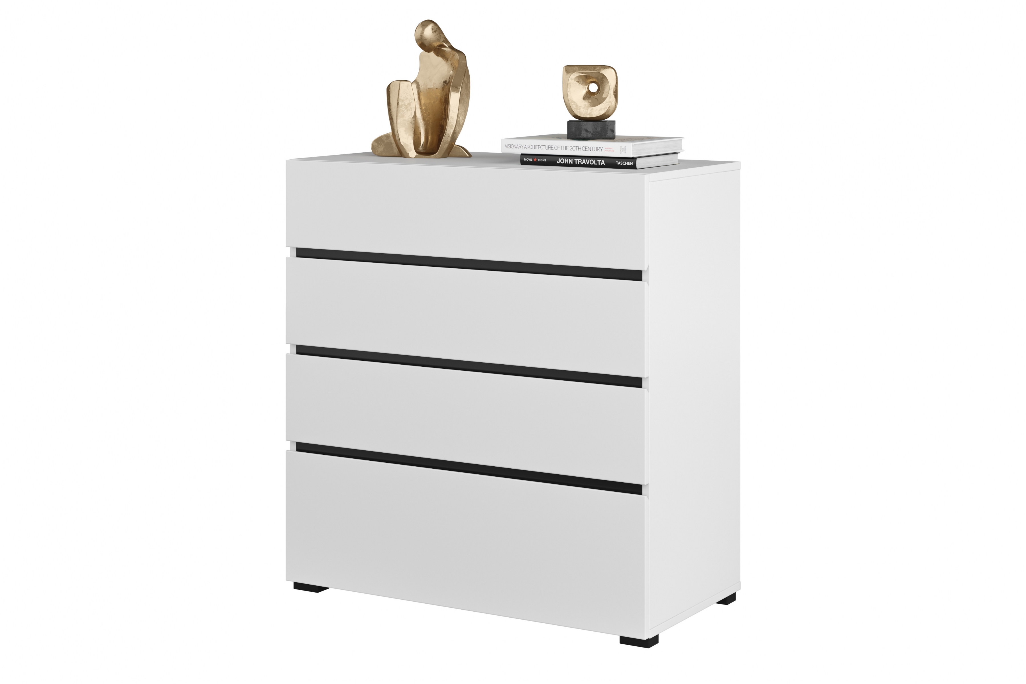 Komoda Cross 80 cm so zásuvkami - biela / čierna Komoda Gramon 80 cm so zásuvkami - biela / čierny