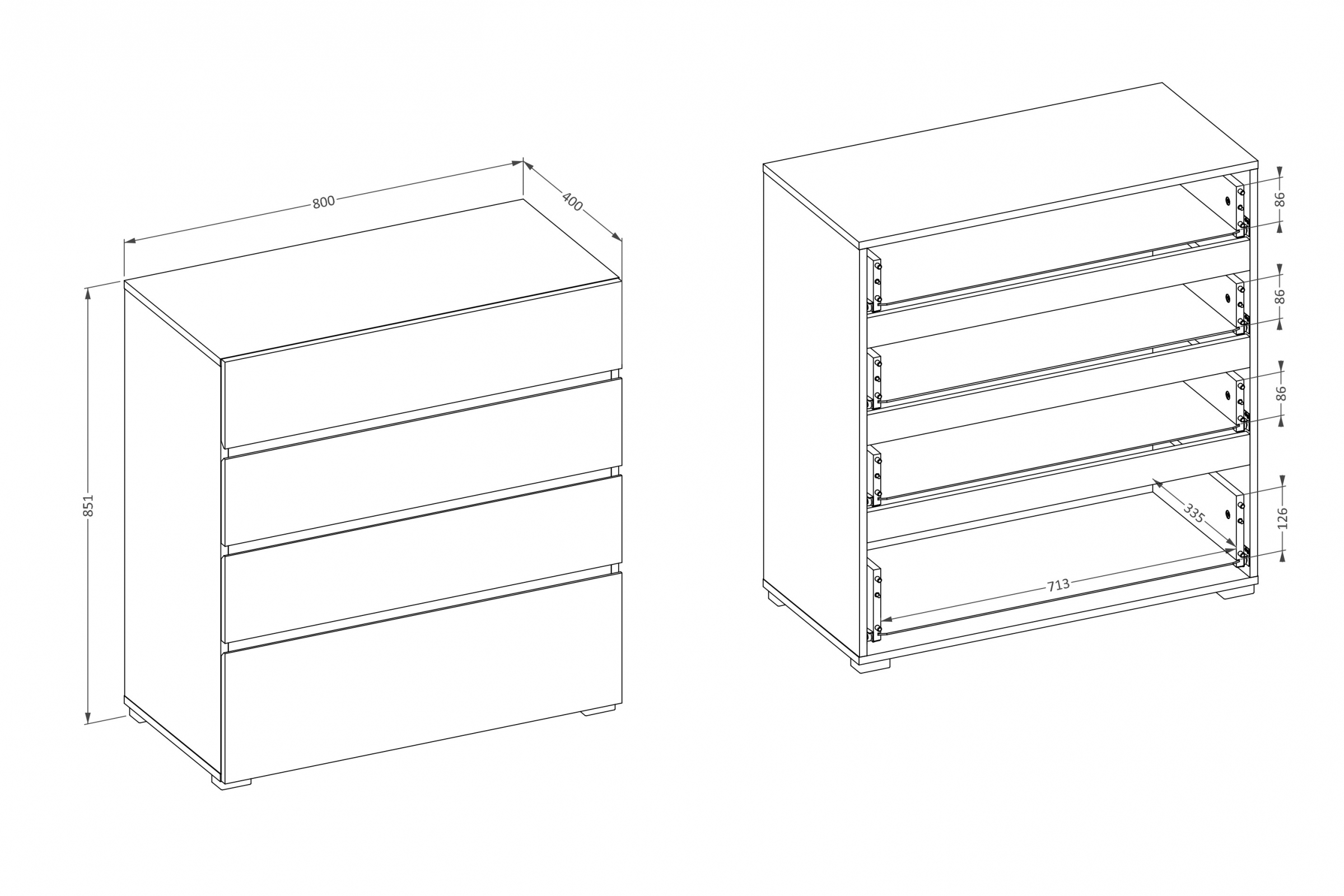 Komoda Cross 80 cm se zásuvkami – dub wotan / černá Komoda Gramon 80 cm se zásuvkami - dub wotan / černá
