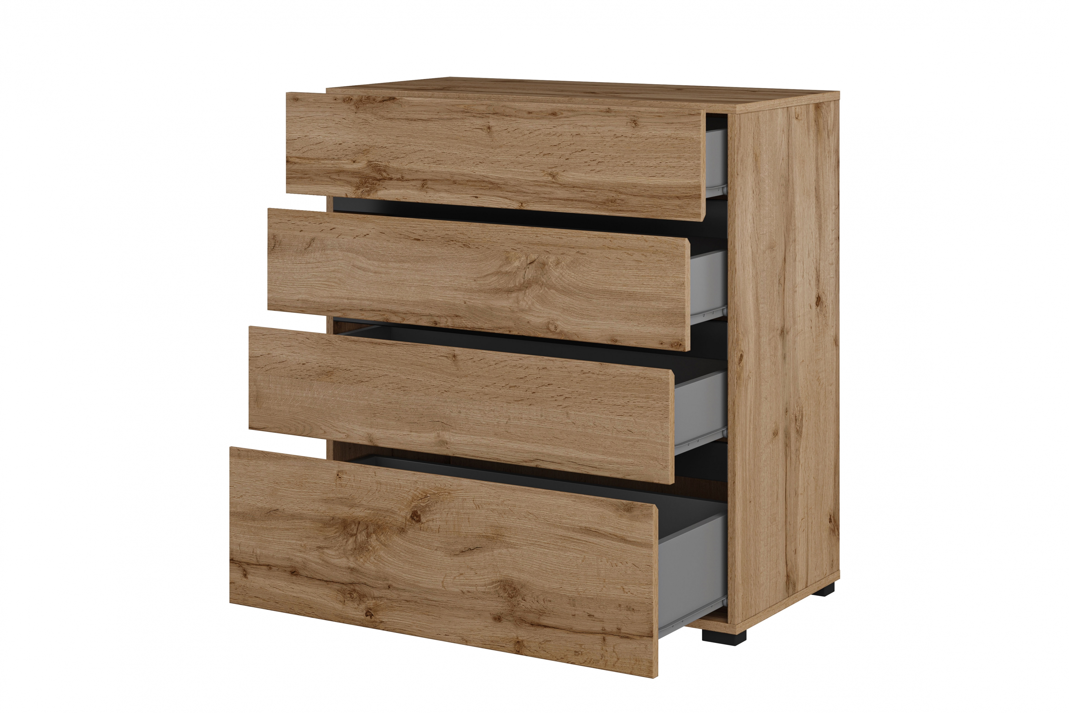 Komoda Cross 80 cm se zásuvkami – dub wotan / černá Komoda Gramon 80 cm se zásuvkami - dub wotan / černá