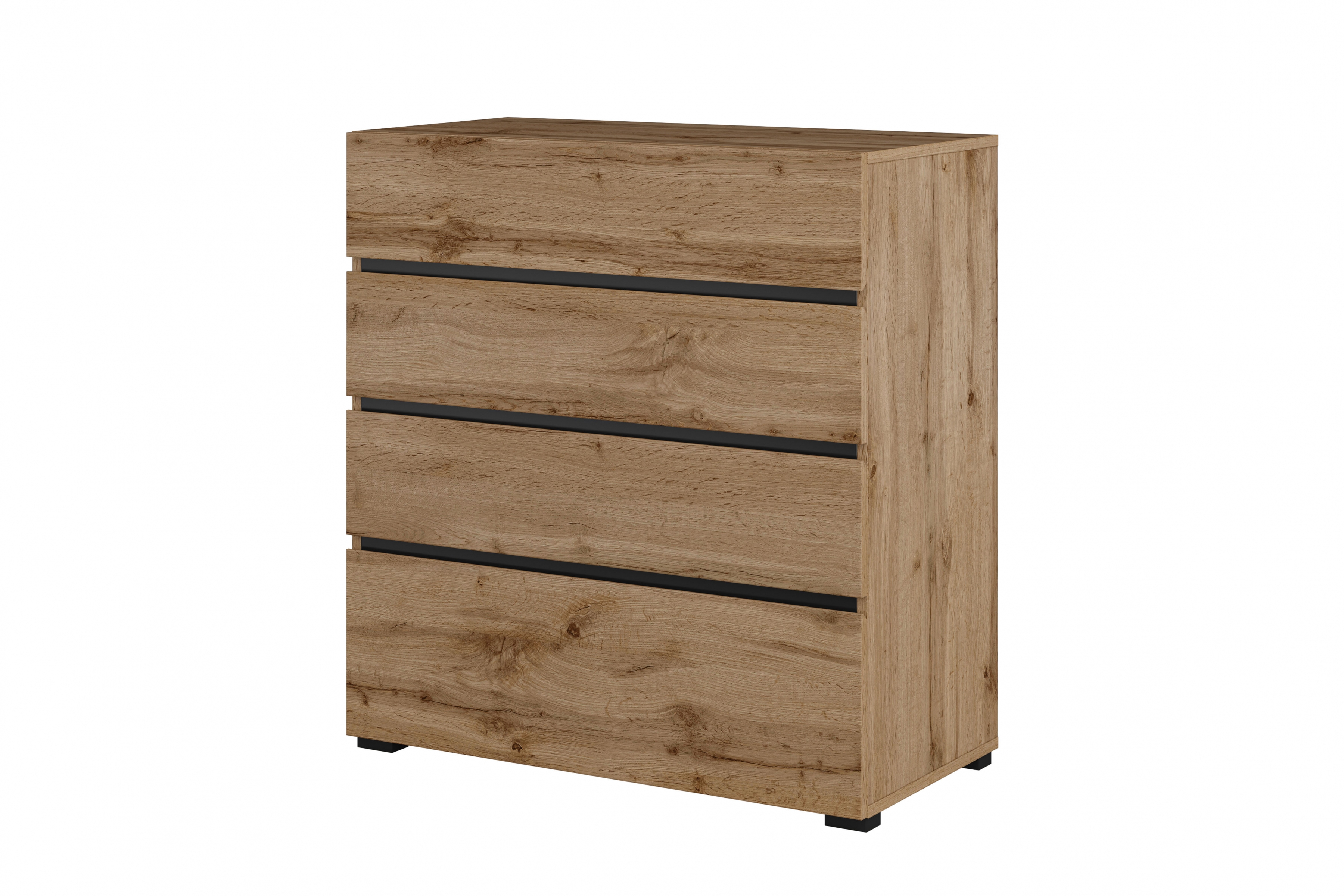 Komoda Cross 80 cm se zásuvkami – dub wotan / černá Komoda Gramon 80 cm se zásuvkami - dub wotan / černá