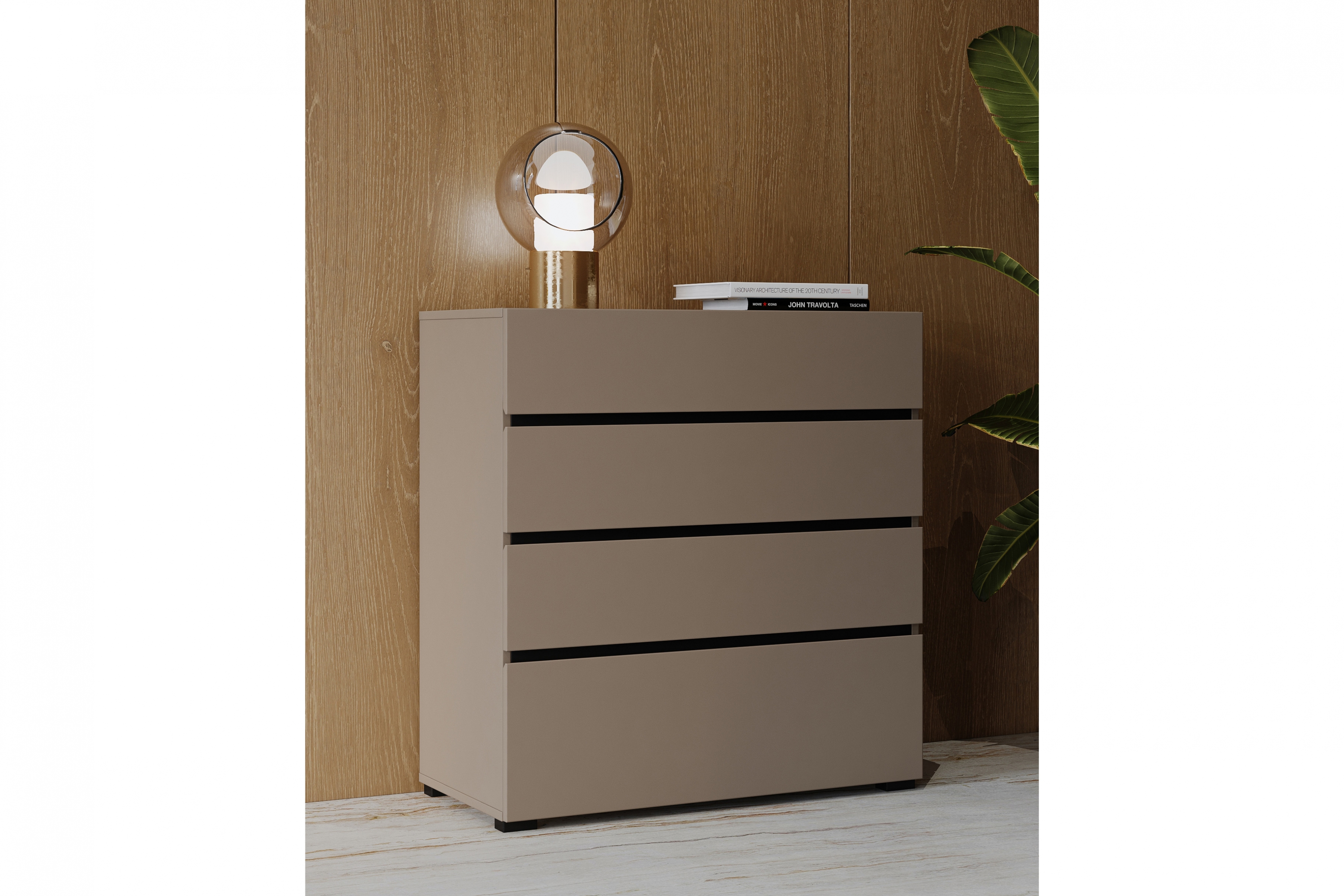 Komoda Cross 80 cm so 4 zásuvkami - kašmírová / čierna Komoda Gramon 80 cm so zásuvkami - kašmír / Čierny