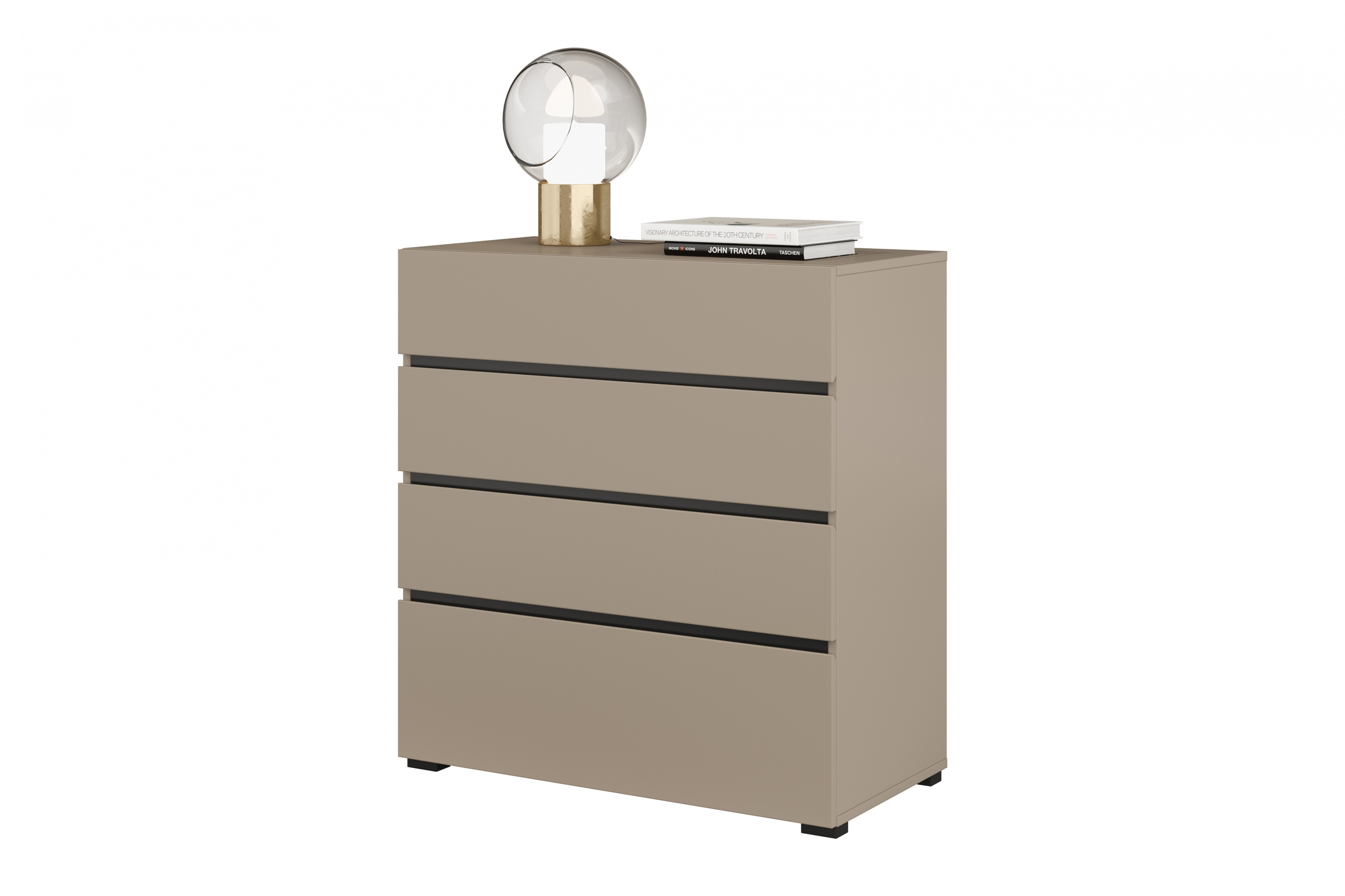 Komoda Cross 80 cm so 4 zásuvkami - kašmírová / čierna Komoda Gramon 80 cm so zásuvkami - kašmír / Čierny