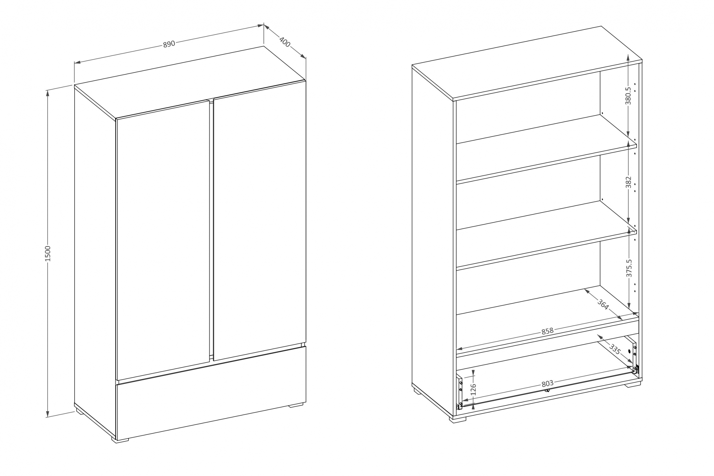 Komoda Cross 89 cm so zásuvkou - biela / čierna Komoda Gramon 89 cm z szuflada - biela / čierny