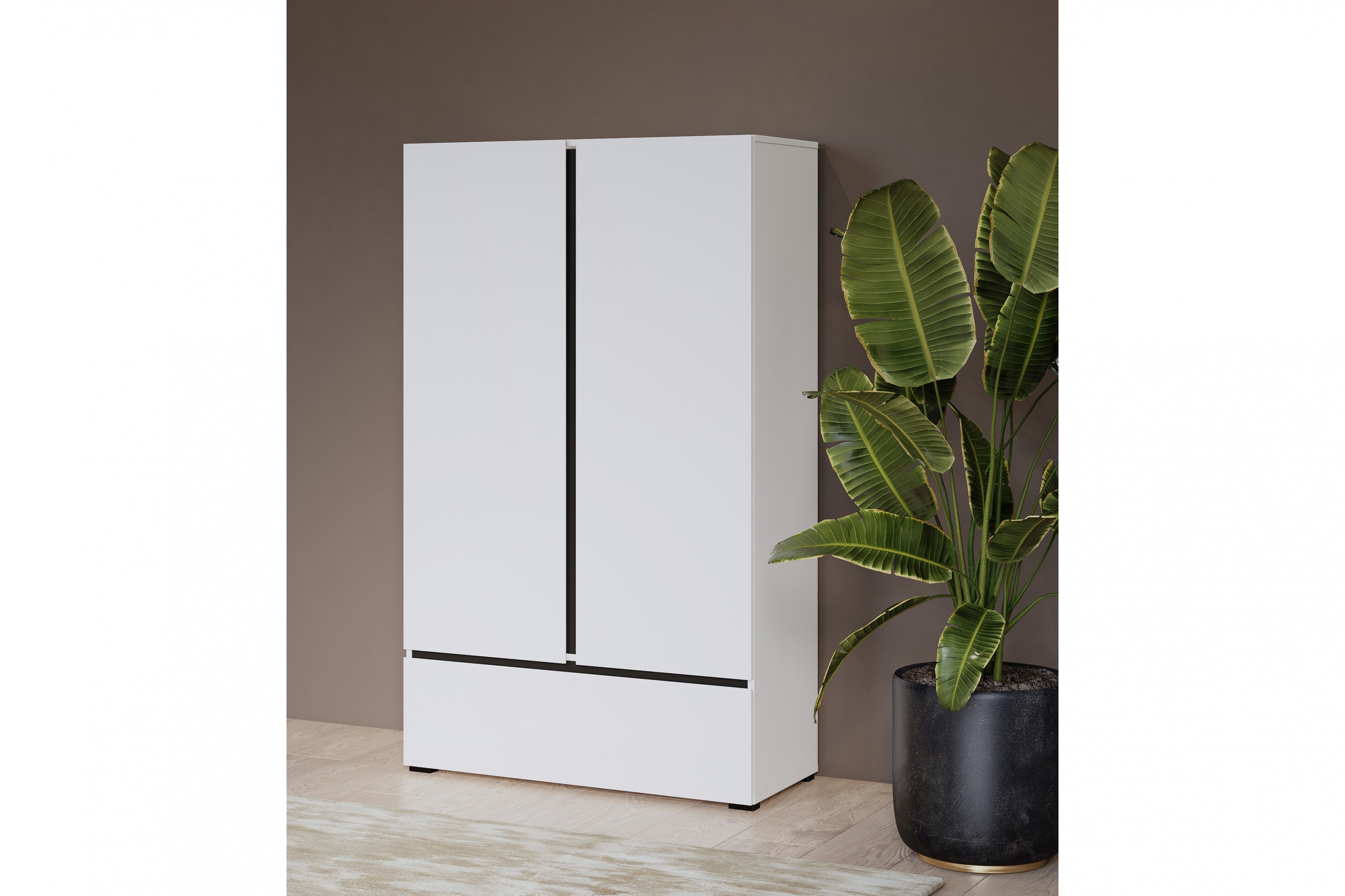 Komoda Cross 89 cm so zásuvkou - biela / čierna Komoda Gramon 89 cm z szuflada - biela / čierny