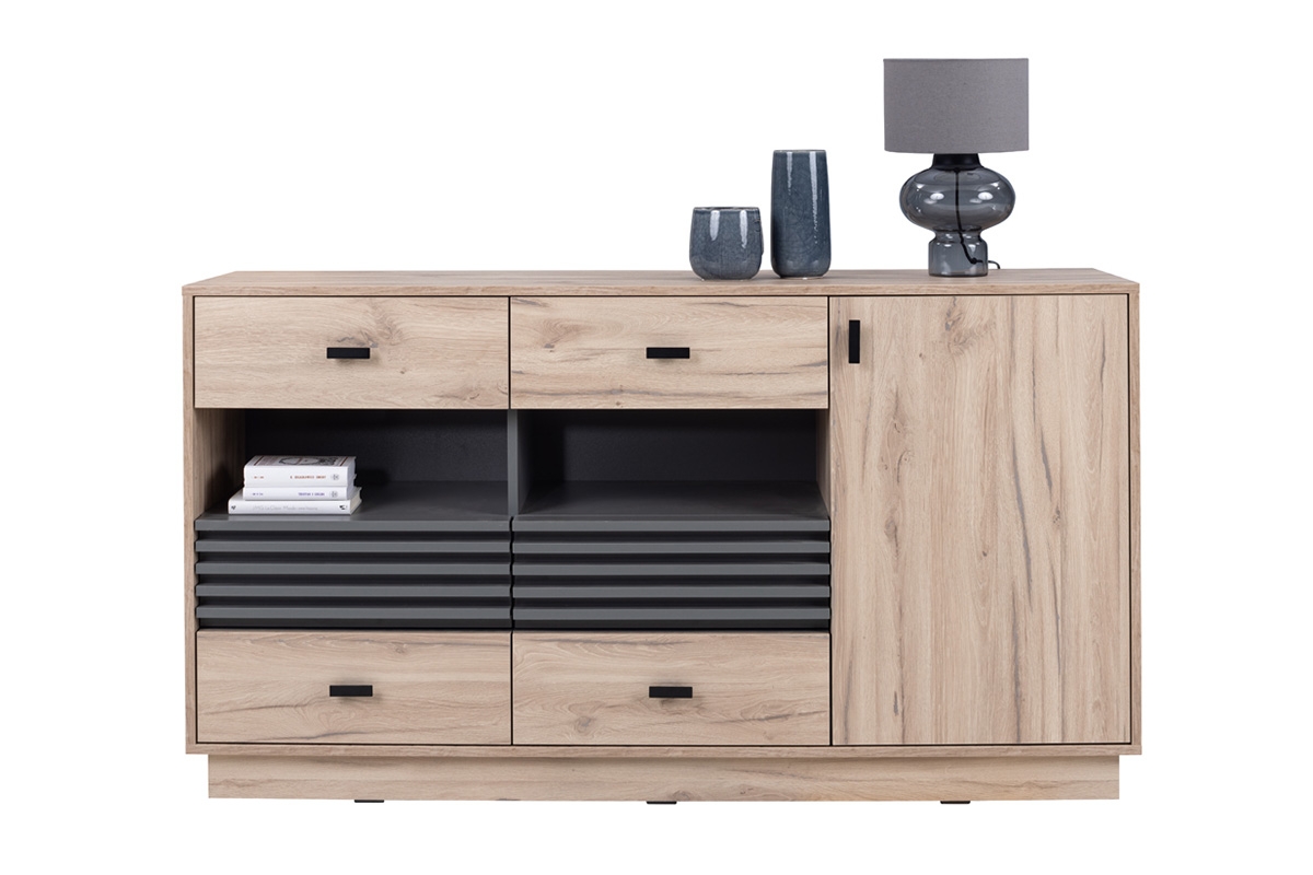 Komoda jednodverová Allmo AL8 - Dub estana / Antracitová Komoda . z lamelami