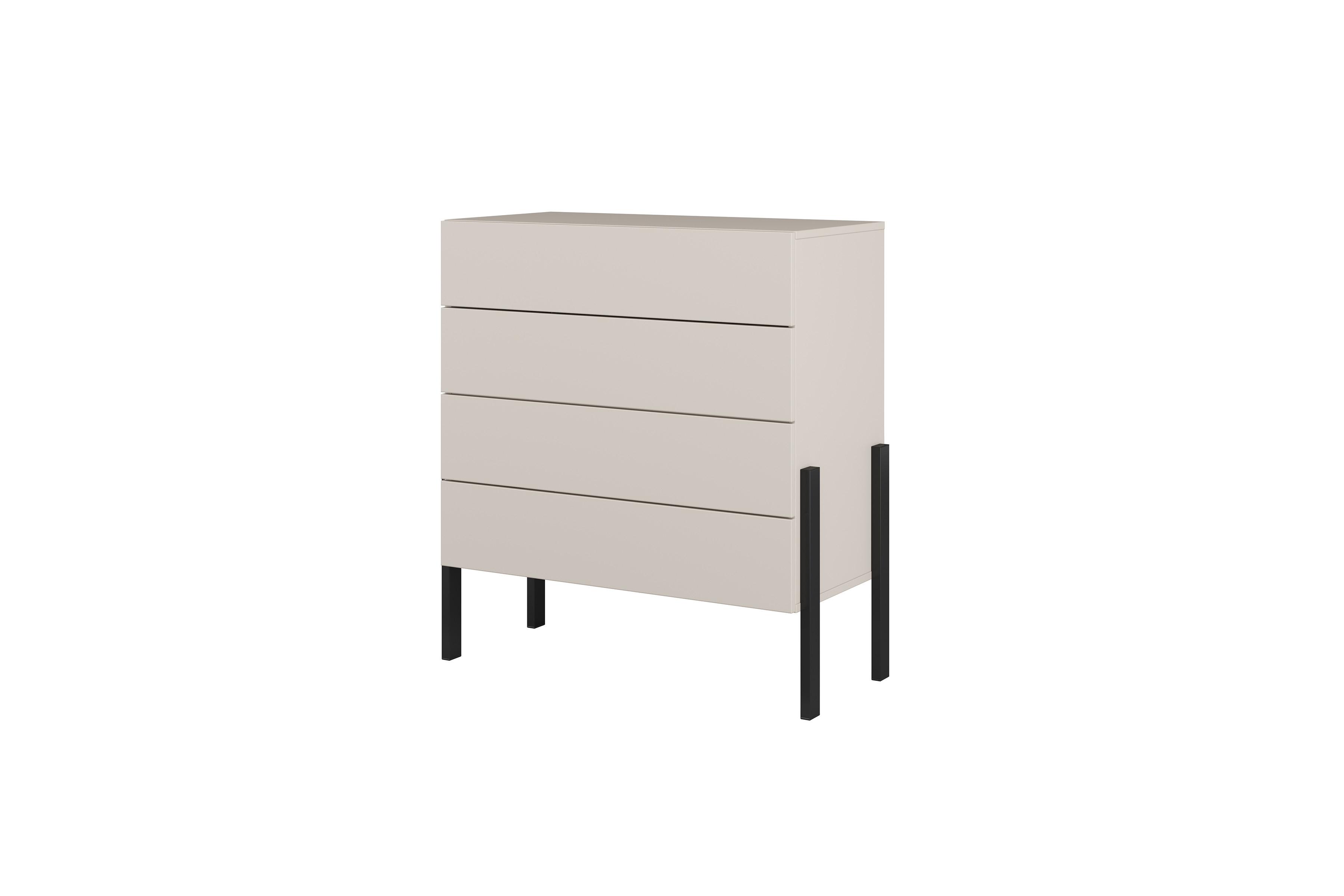 Komoda Jukon 84 cm - kašmírová / čierna Komoda Jukon 84 cm so zásuvkami - kašmír / čierny nožičky 