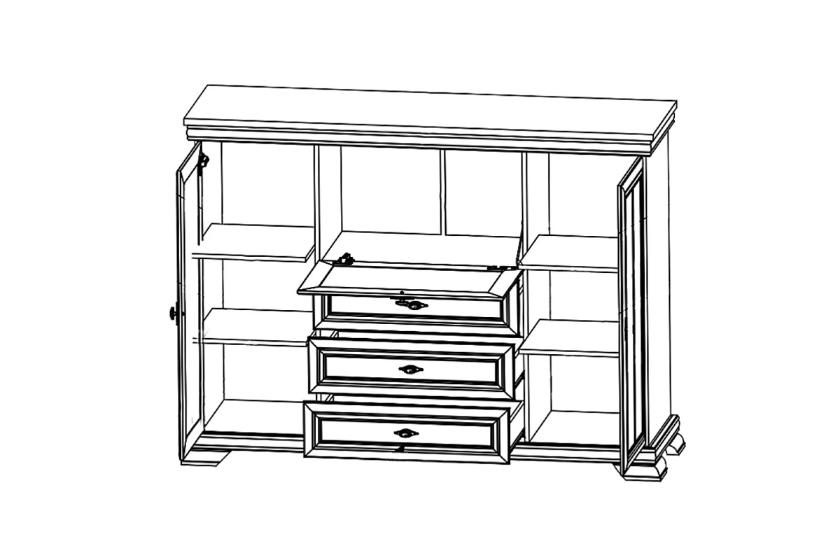Komoda dvoudveřová z 3 zásuvkami Kora 158 cm - samoa king Komoda kora