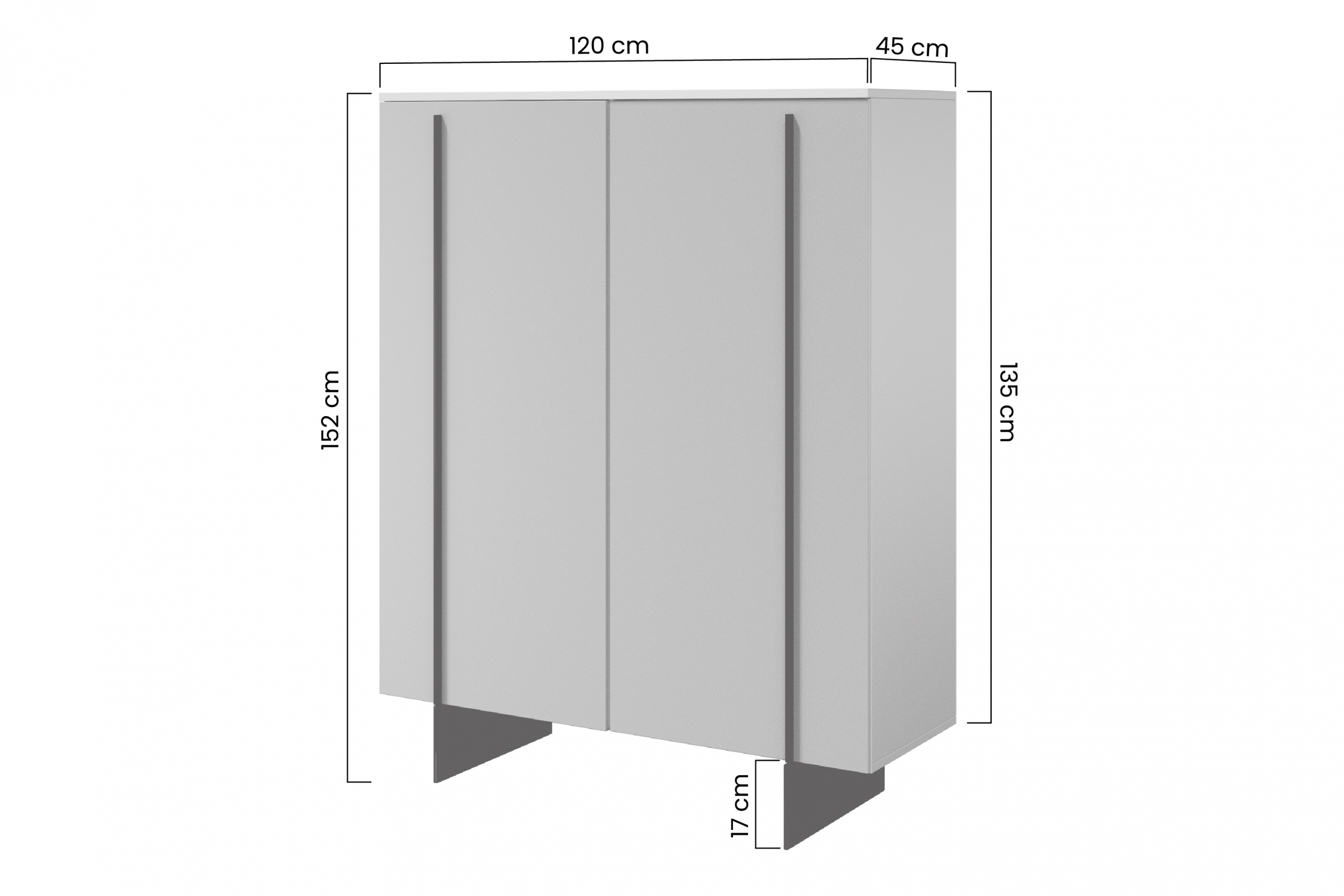 Komoda Larena 120 cm s kovovými nohami - černý beton / černé nohy Komoda Larena z metalowymi nogami 120 cm - černá beton / černá nozki