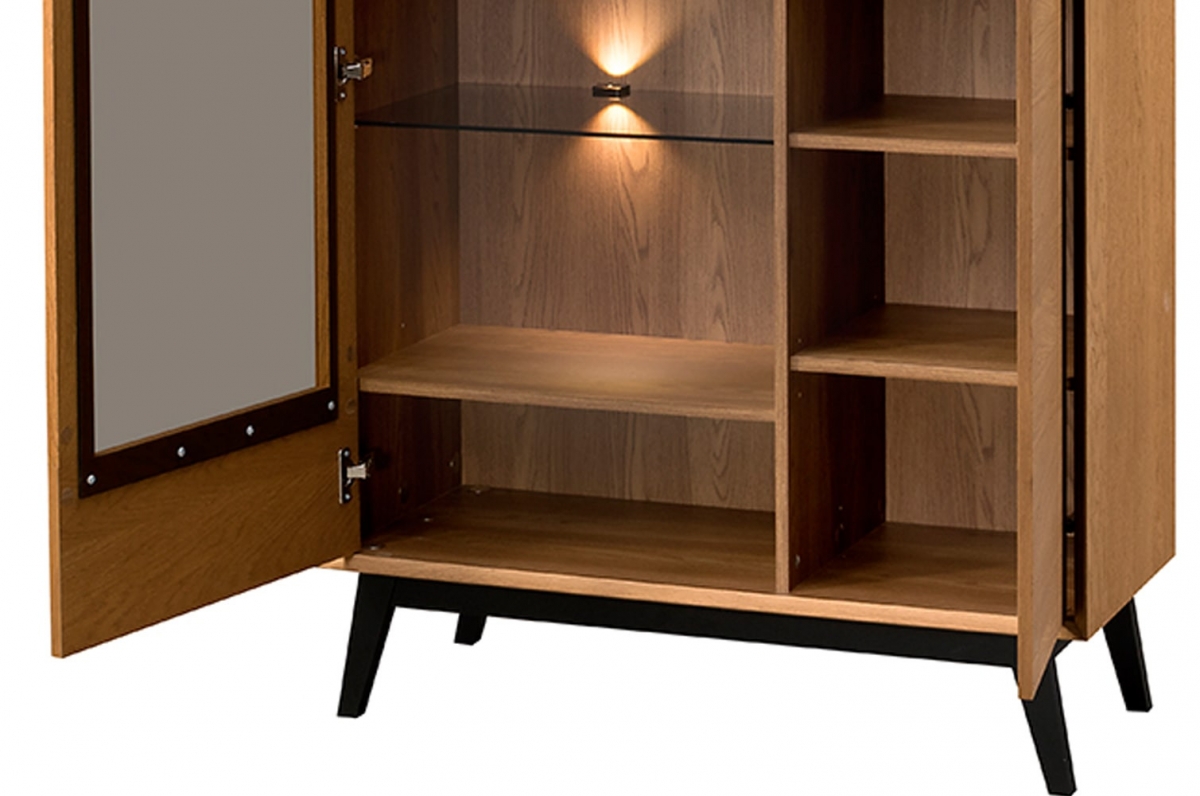 Komoda Lazure 95 cm s presklenými dvierkami - dub rustikálny Komoda Lazure z przeszklonym frontem 95 cm - Dub rustical