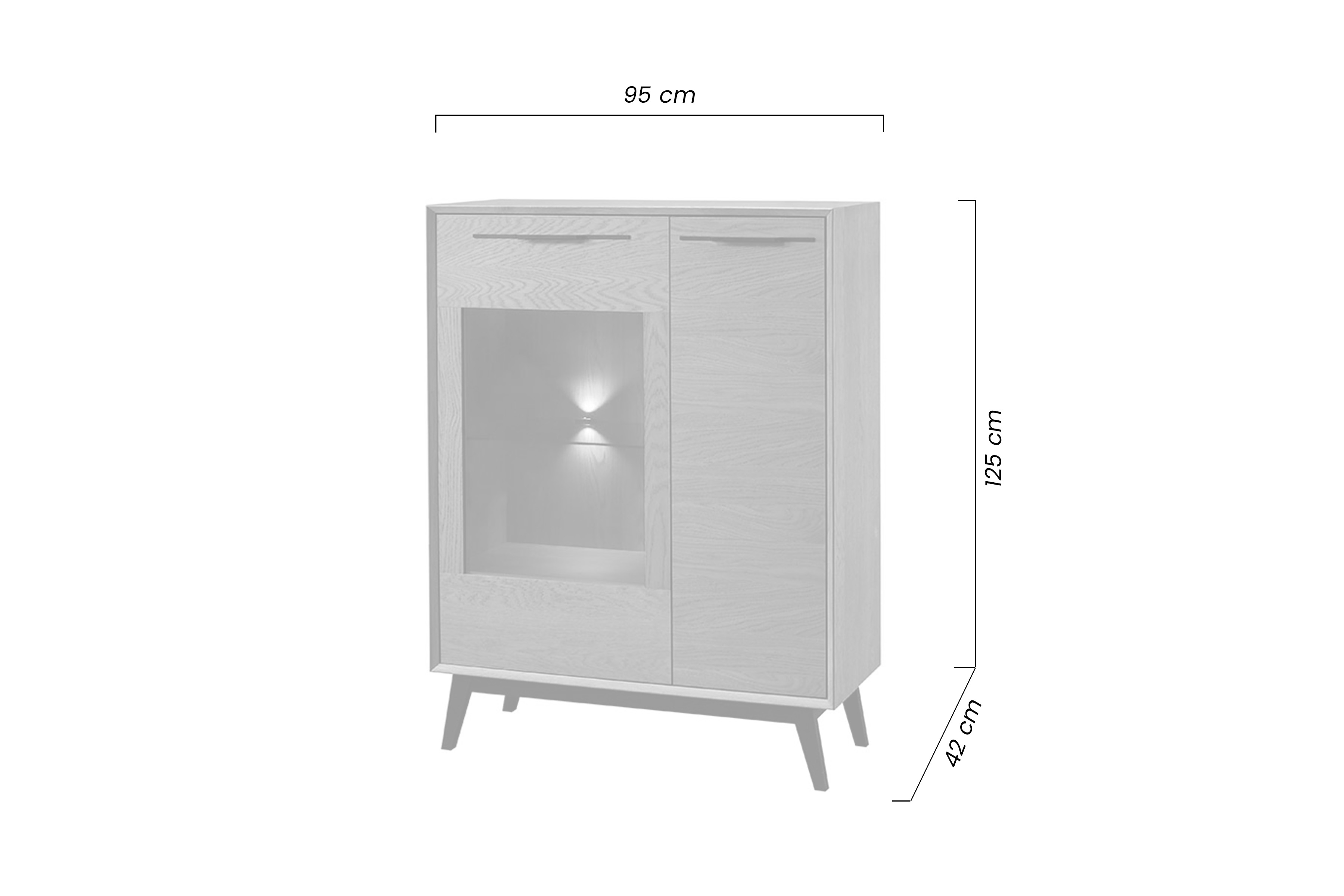 Komoda Lazure 95 cm s presklenými dvierkami - dub rustikálny Komoda Lazure z przeszklonym frontem 95 cm - Dub rustical