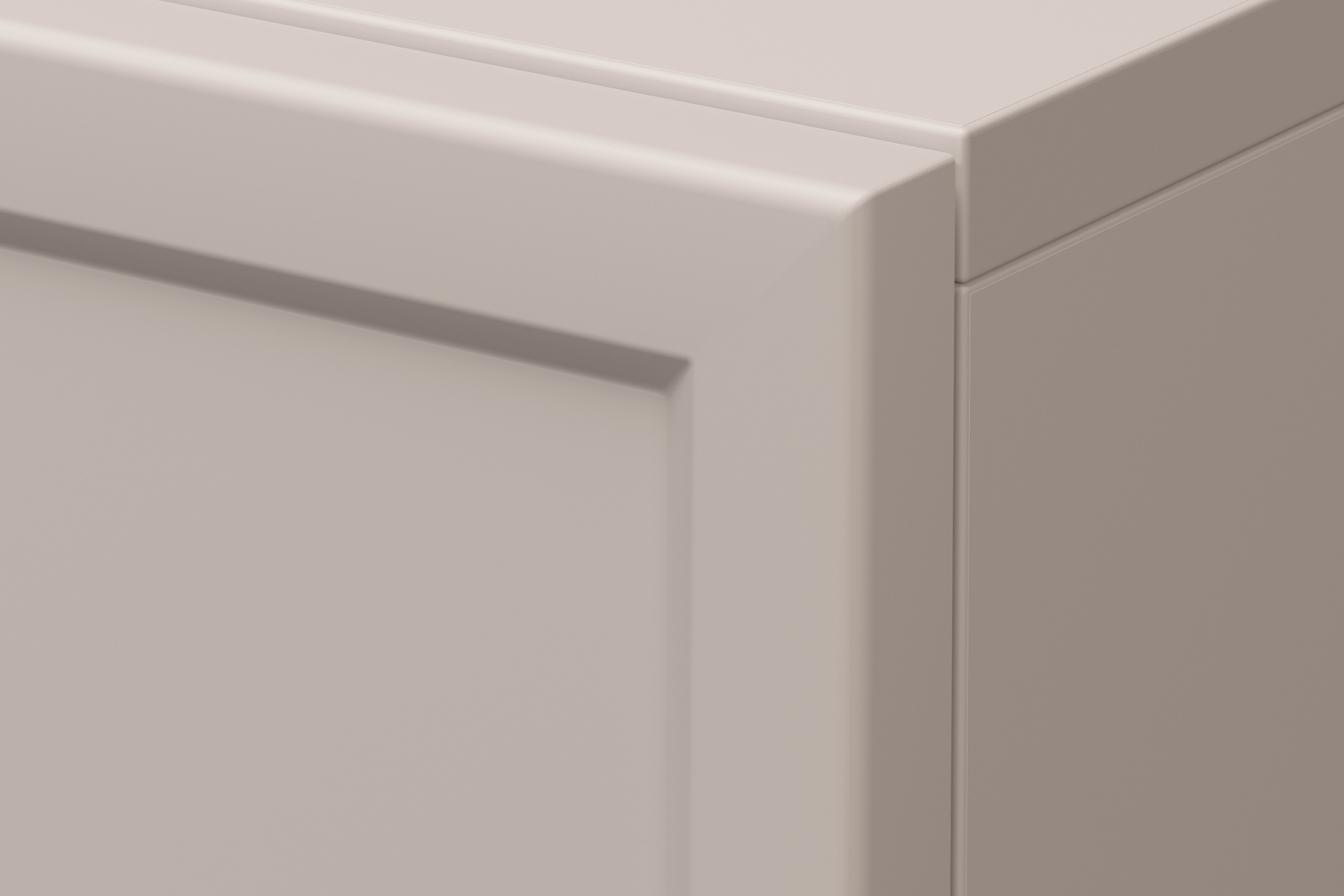 Komoda Lorini 150 cm - kašmírová / černé úchytky T-bar Komoda Lorini 150 cm se zásuvkami - kašmír / černá Úchytky T-bar