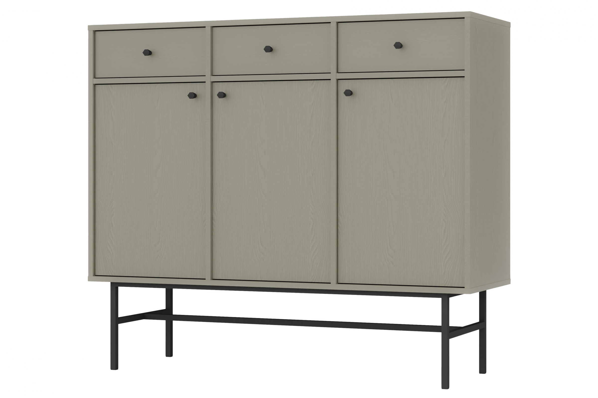 Komoda Lotina III 125 cm 3F3S se zásuvkami - eukalyptus / černé nožky Komoda Lotina III 3F3S se zásuvkami 125 cm - eukaliptus / černá Nohy