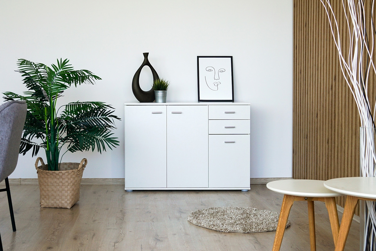 Komoda Luck I 106 cm - bílá Komoda do obývacího pokoje