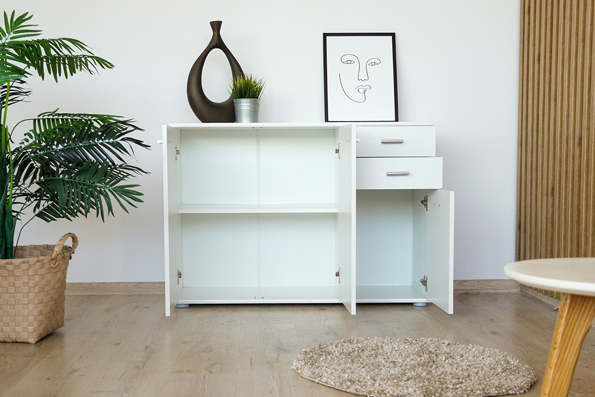 Komoda Luck I 106 cm - bílá prostorná Komoda