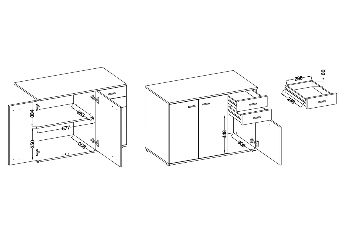 Komoda Luck I - old style / matera Komoda Luck I - old style / matera - Rozměry wewnetrzne