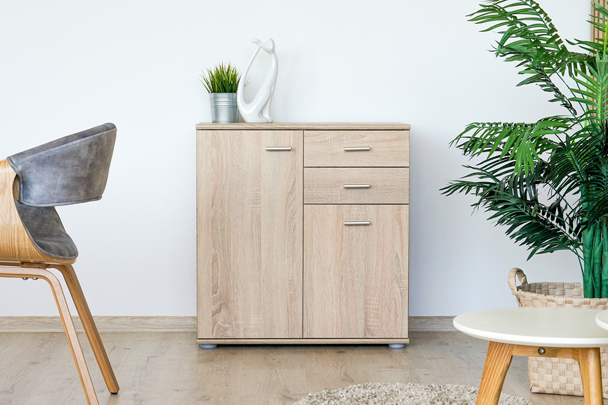 Komoda s dvoma zásuvkami Luck II - dub sonoma Moderná komoda