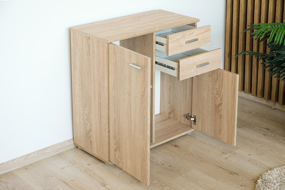 Komoda s dvoma zásuvkami Luck II - dub sonoma Komoda do obývačky