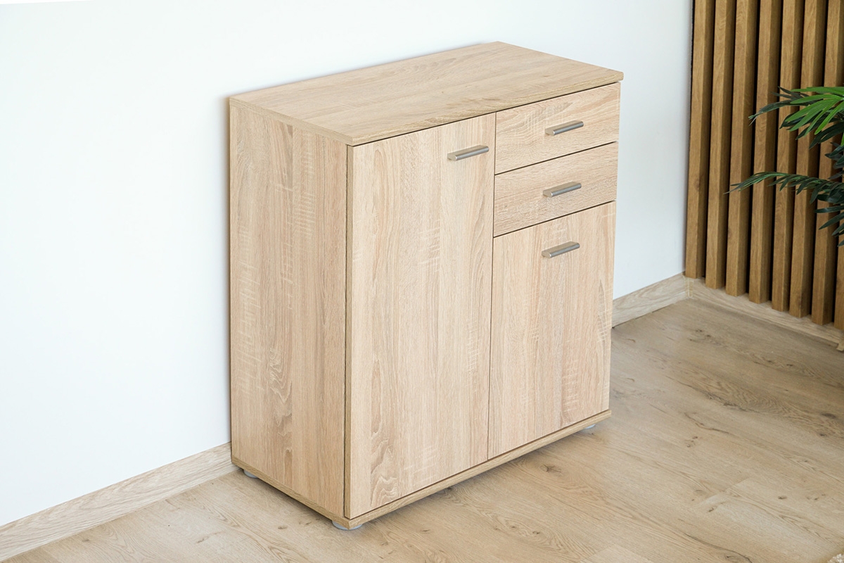 Komoda s dvoma zásuvkami Luck II - dub sonoma Priestranná komoda