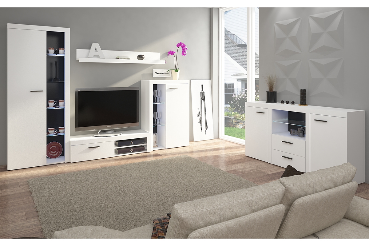 Komoda Luiza 2F 2S - biely mat - 157 cm Komoda Luiza 2F 2S - biely mat - vizualizácia