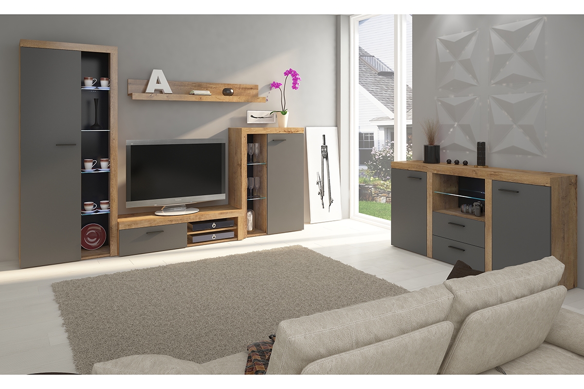 Komoda Luiza 2F 2S - grafit Komplet Rumba 