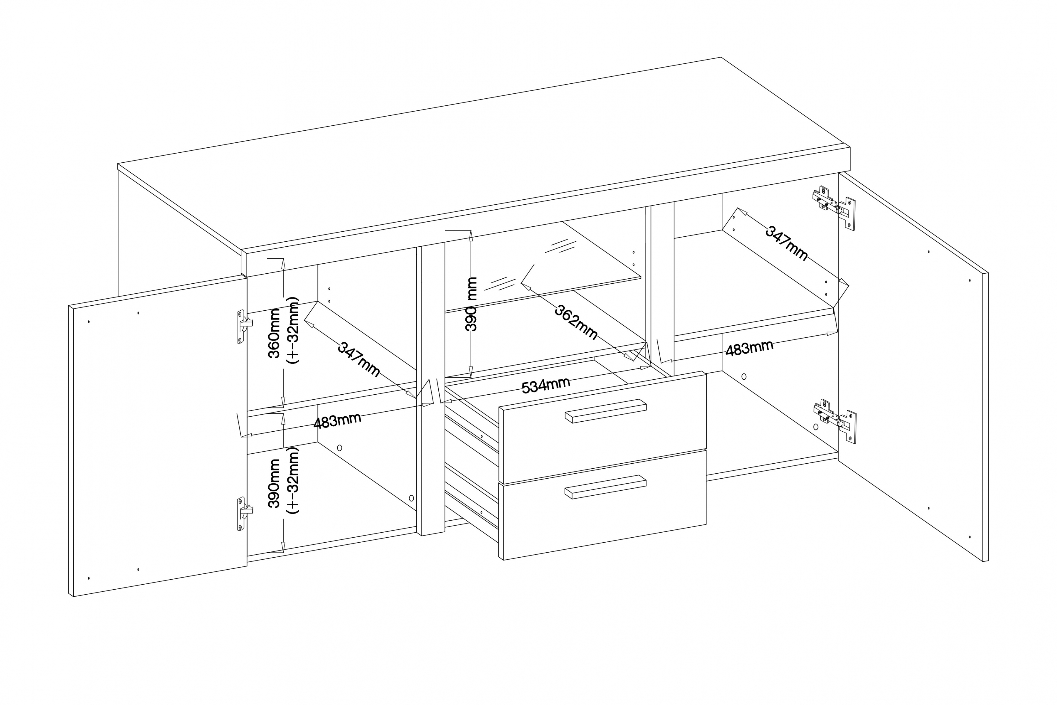 Komoda Luiza 2F 2S - světlý beton Komoda Rumba 2F2S se zásuvkami 157 cm - beton světlý