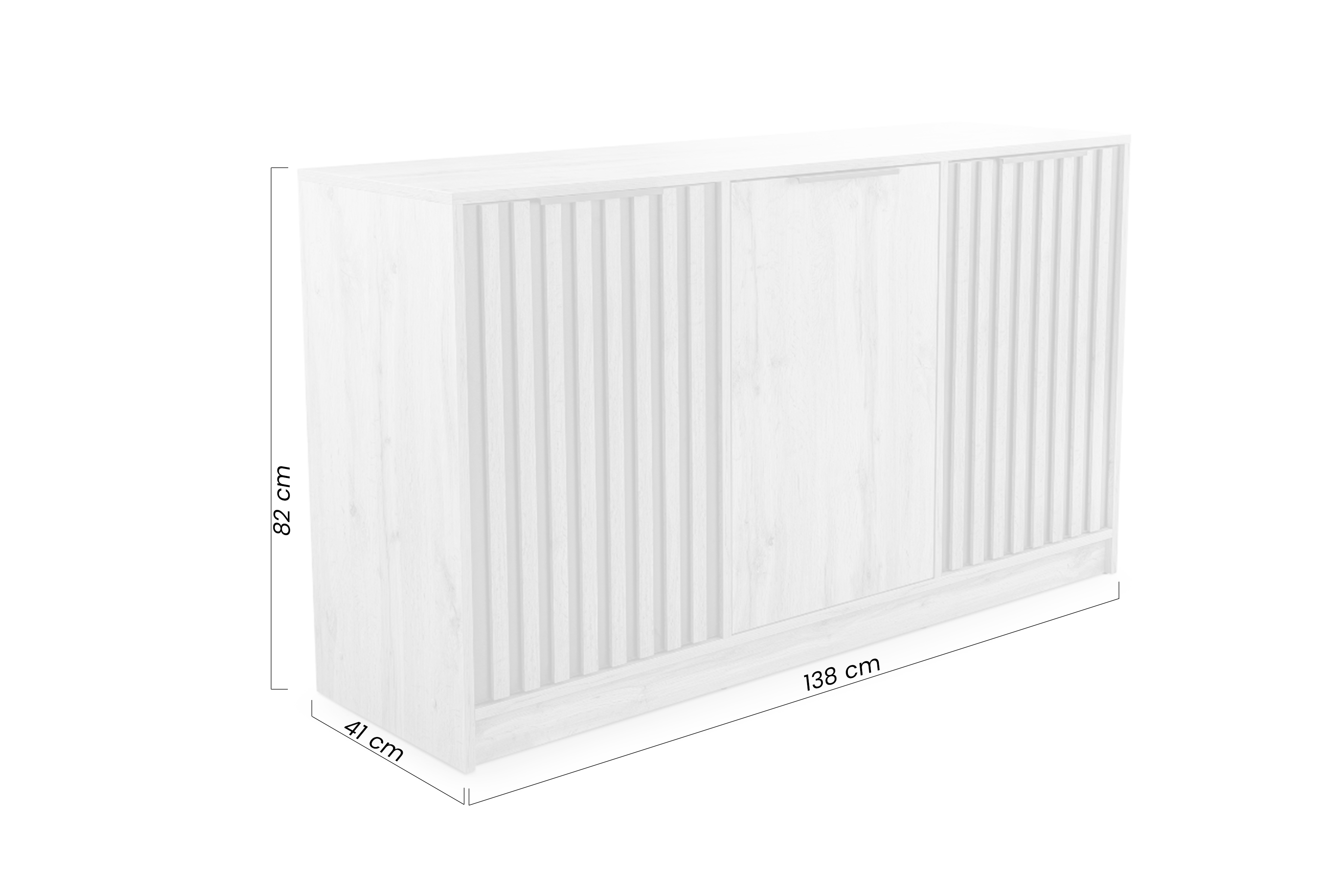 Komoda Bali 138 cm s lamelami - dub wotan / černá Komoda Lutori 138 cm z lamelami - dub wotan / černá