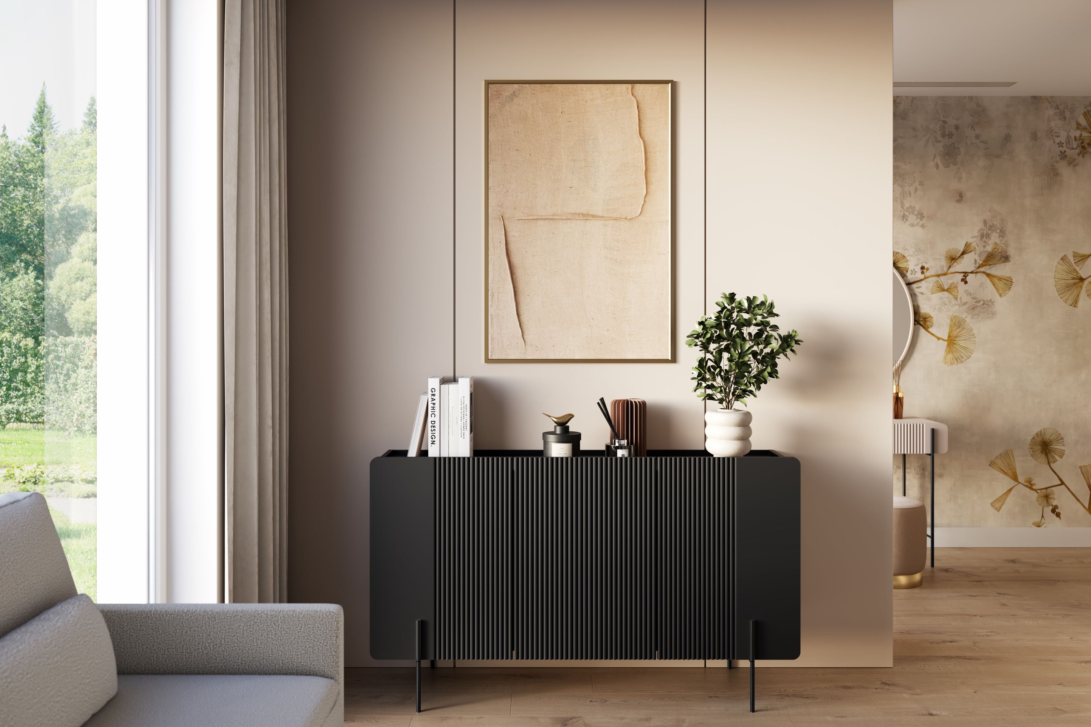 Komoda Malmi 150 cm - černý mat / černé nožky Komoda Malmi 150 cm - černá mat / černá nozki