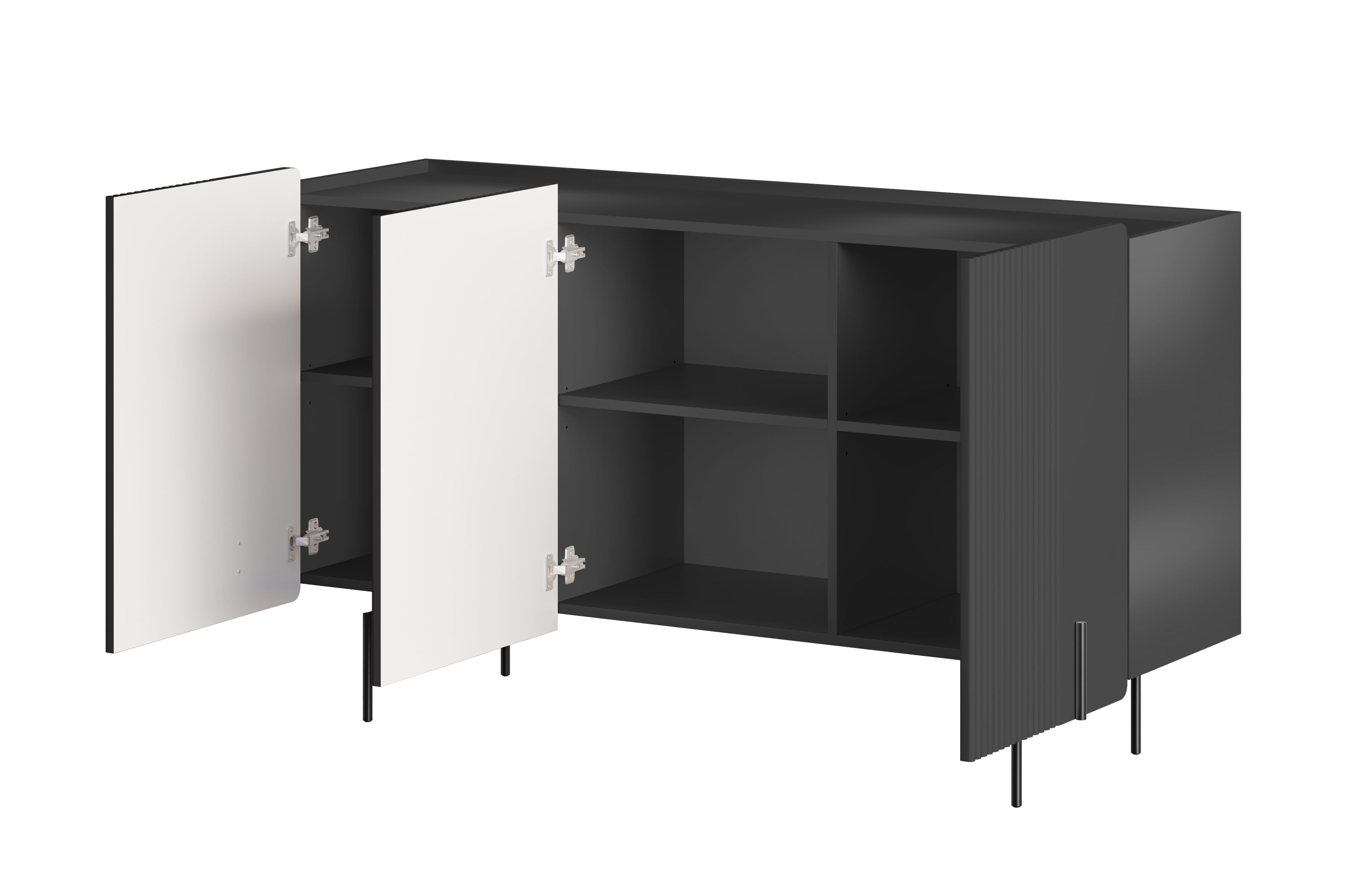 Komoda Malmi 150 cm - černý mat / černé nožky Komoda Malmi 150 cm - černá mat / černá nozki