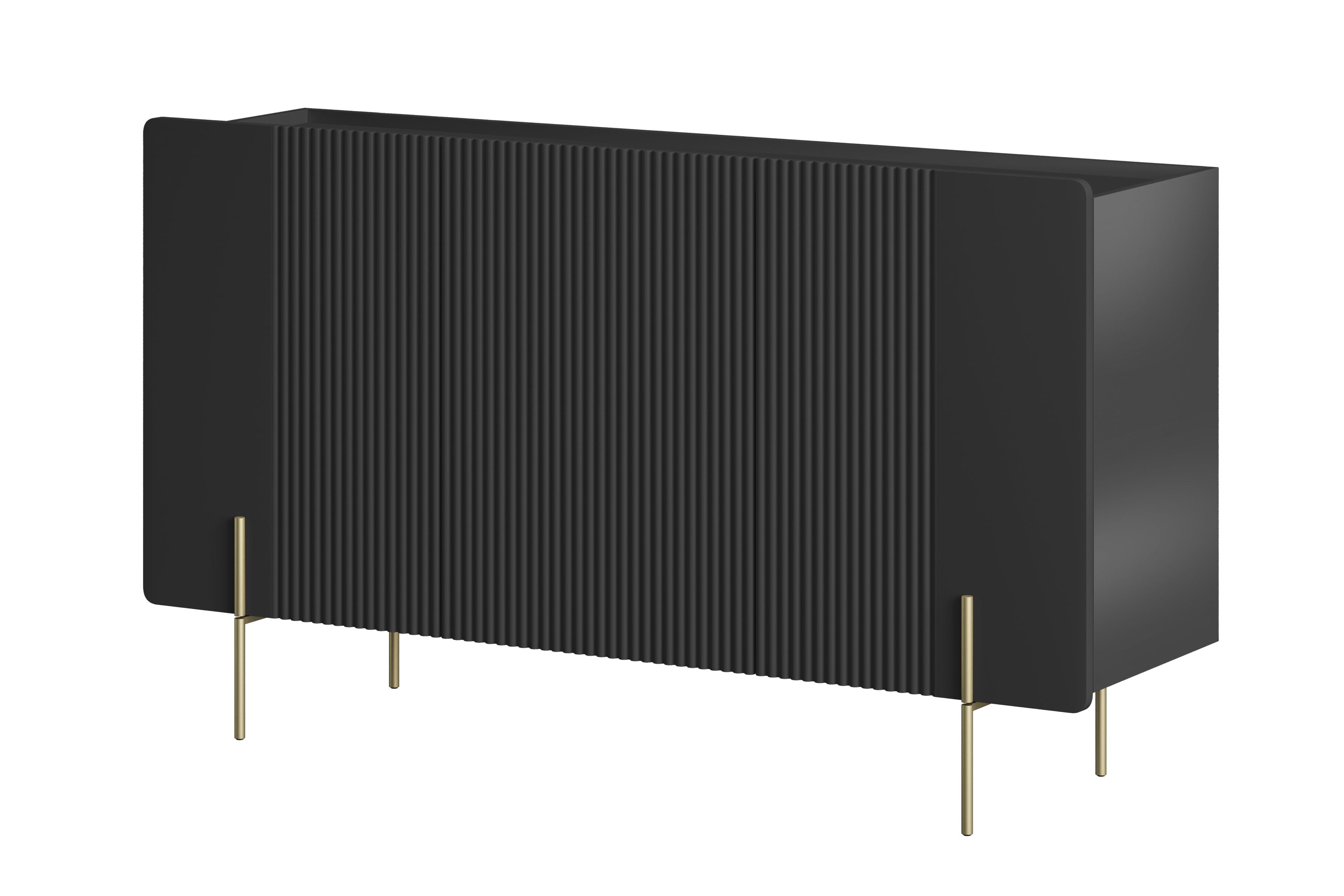 Komoda Malmi 150 cm - černý mat / zlaté nožky Komoda Malmi 150 cm - černá mat / zlote nozki