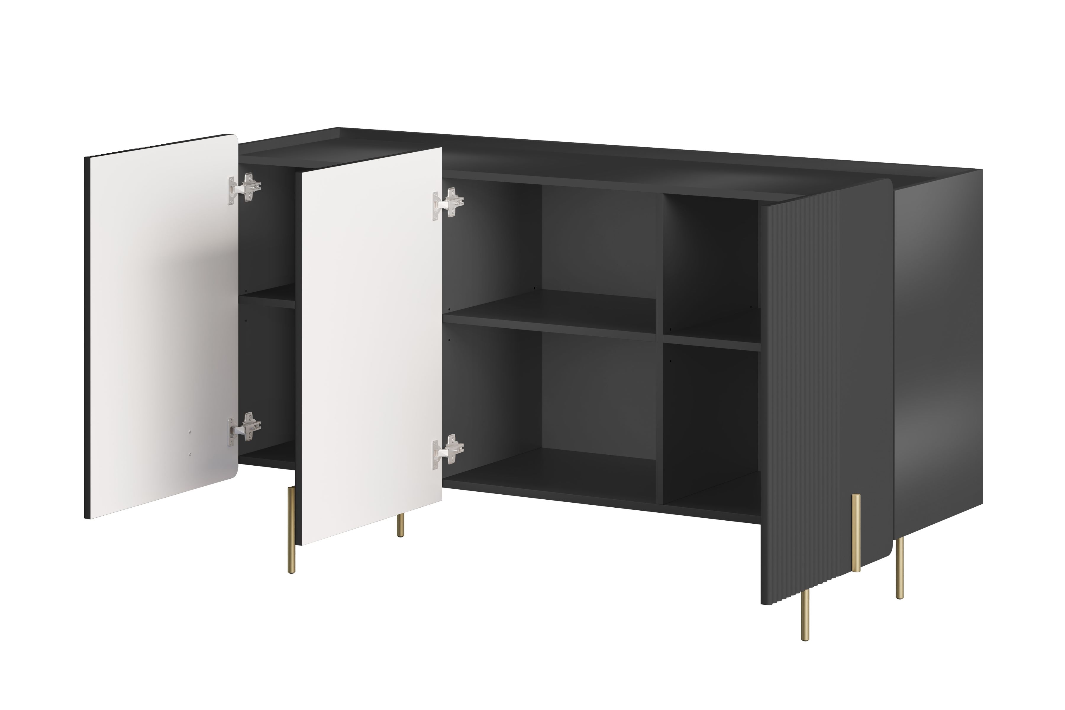 Komoda Malmi 150 cm - černý mat / zlaté nožky Komoda Malmi 150 cm - černá mat / zlote nozki